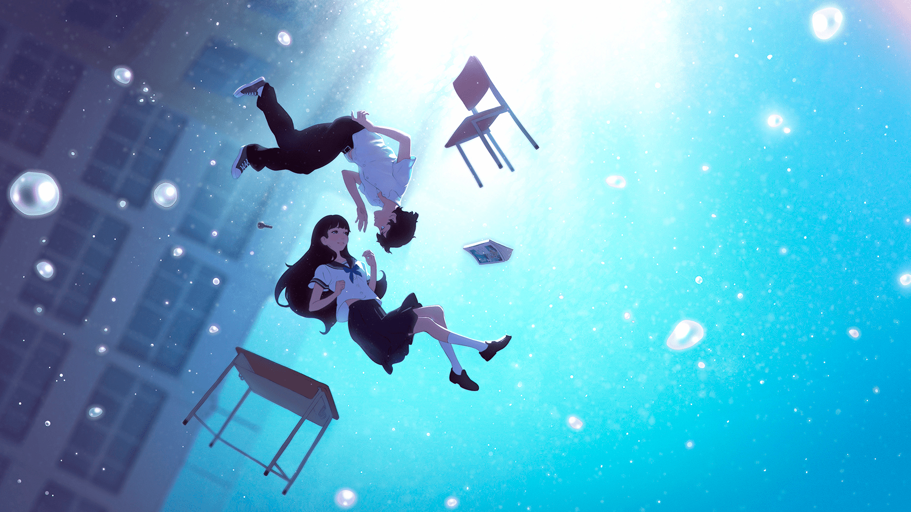 1852x1042 falling, anime Gallery HD Wallpaper