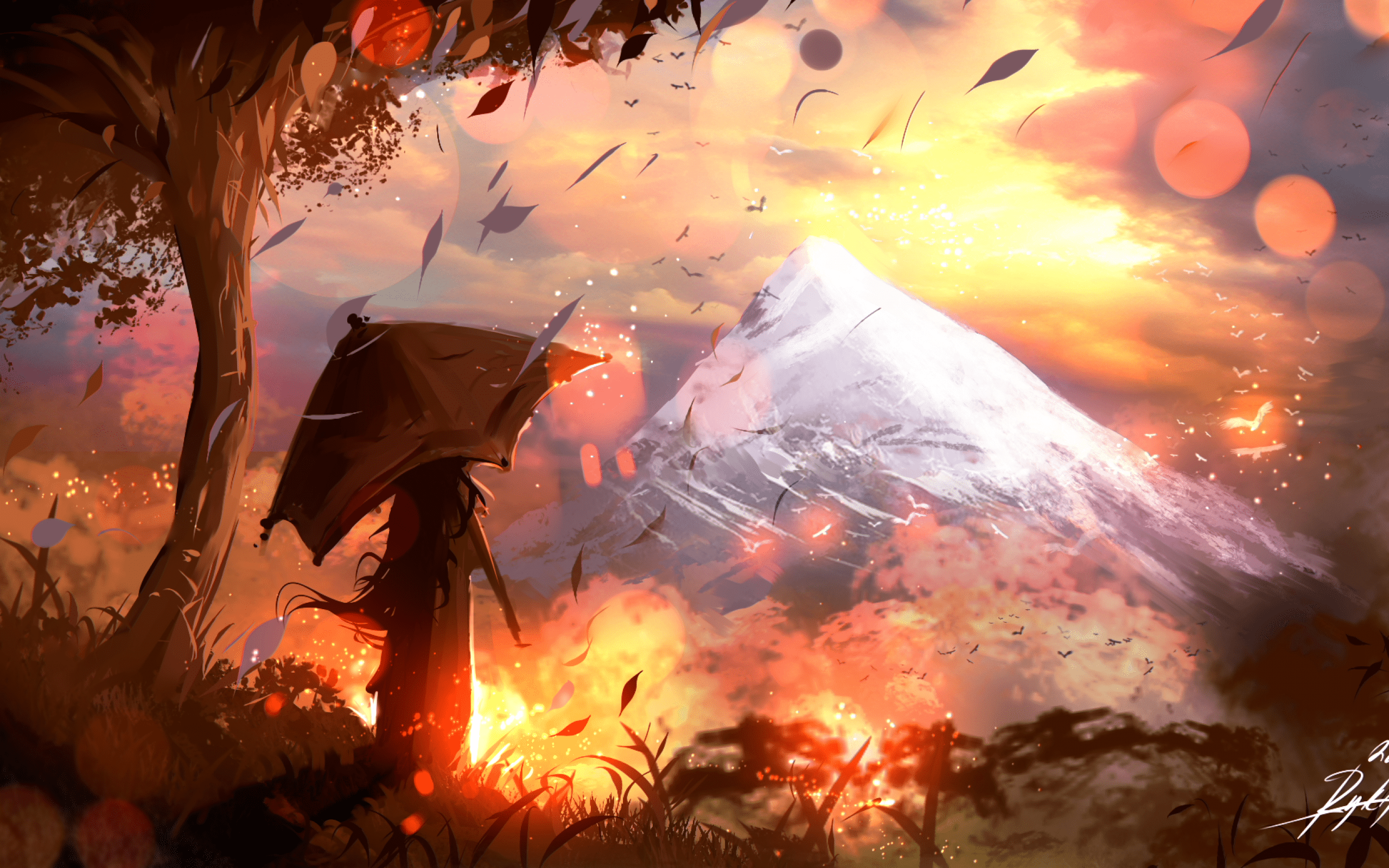 2560x1600 Autumn Anime Aesthetic Wallpaper