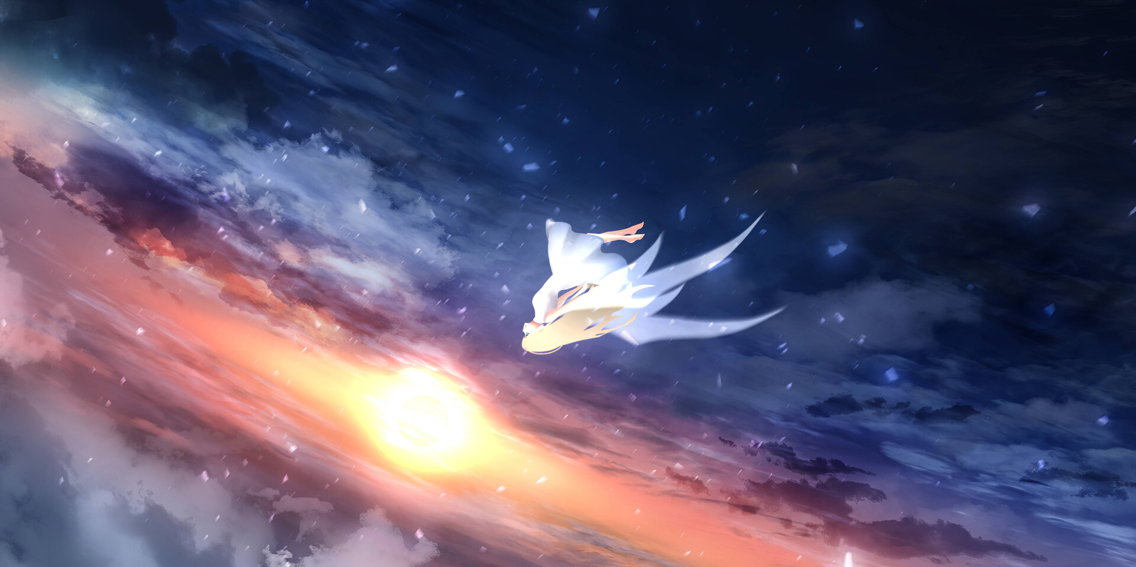 3840x1918 Falling From Clouds 4k, HD Anime, 4k Wallpaper, Image, Background, Photo and Picture