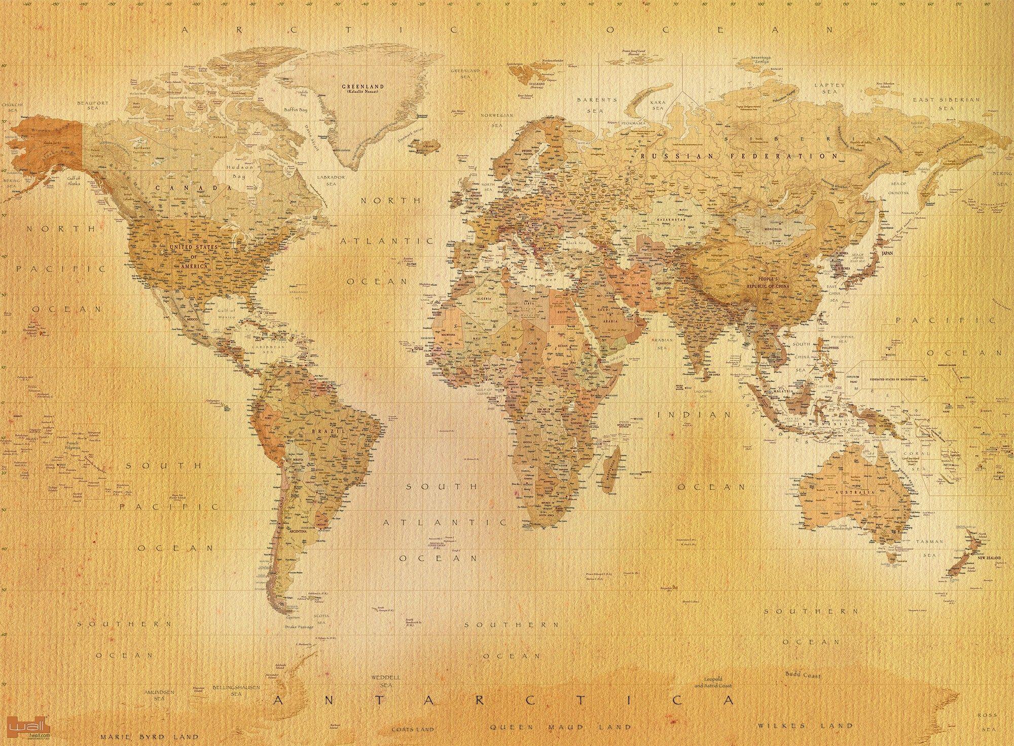 2000x1473 World Map Vintage Style Poster Print Valid World Map Vintage HD Best
