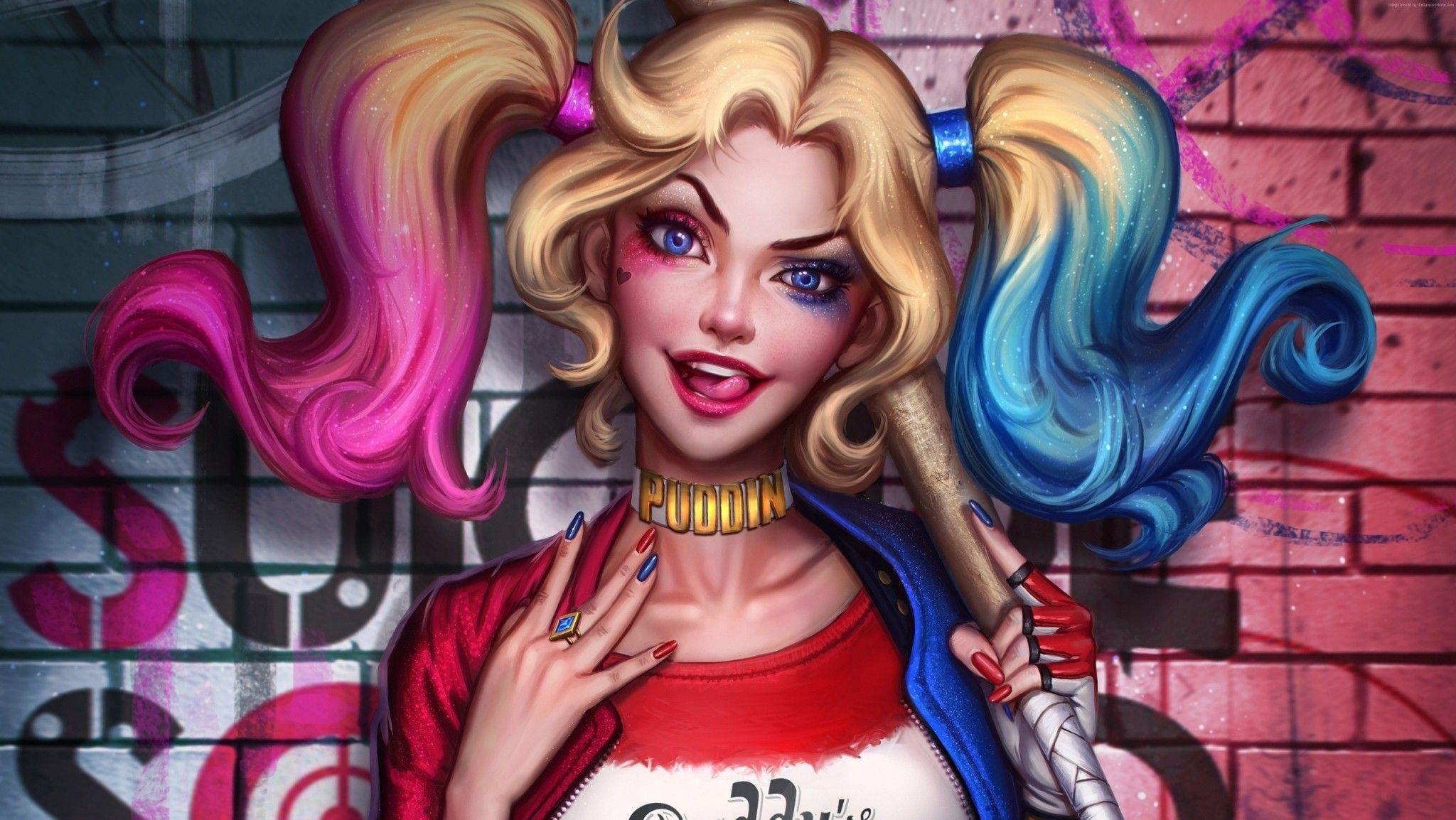 Hình nền  Harley Quinn ArtStation Margot Robbie Tác phẩm nghệ thuật  tóc vàng hoe Hiển thị chân dung Chân dung Vẽ tranh kỹ thuật số Nền đơn  giản Đỏ Dây tóc