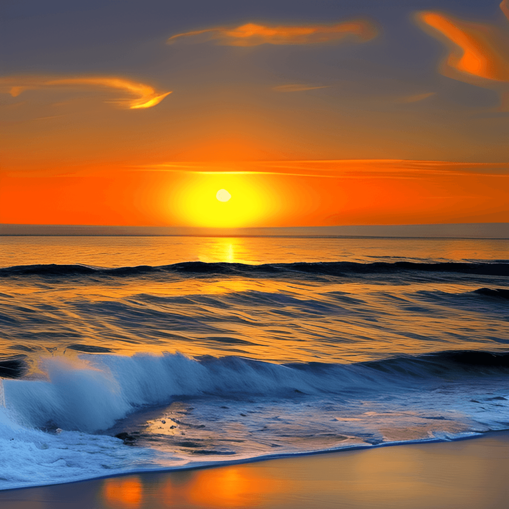 1024x1024 Tropical Ocean Sunset Waves Beach Landscape HD Wallpaper · Creative Fabrica