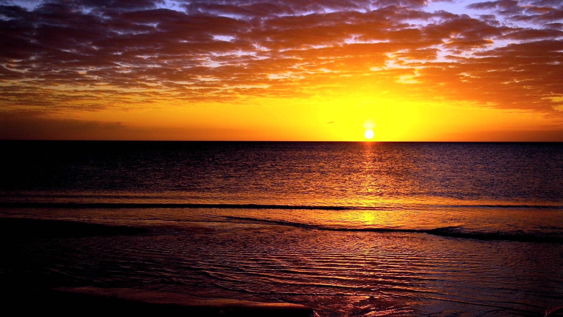 1920x1080 Orange Sea Sunset Wallpaper