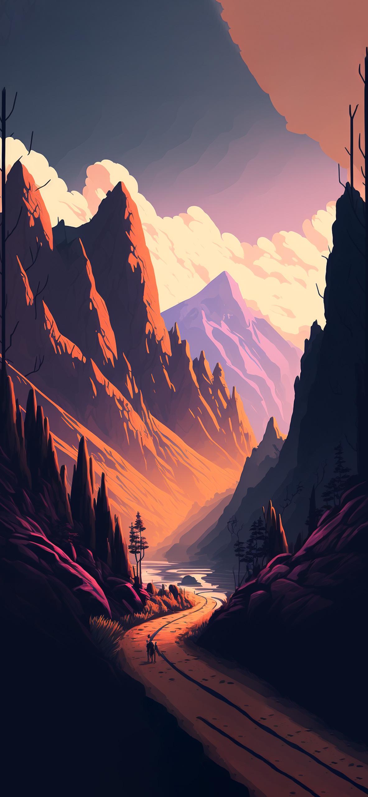 1183x2560 Mountain Valley Aesthetic Wallpaper Wallpaper iPhone