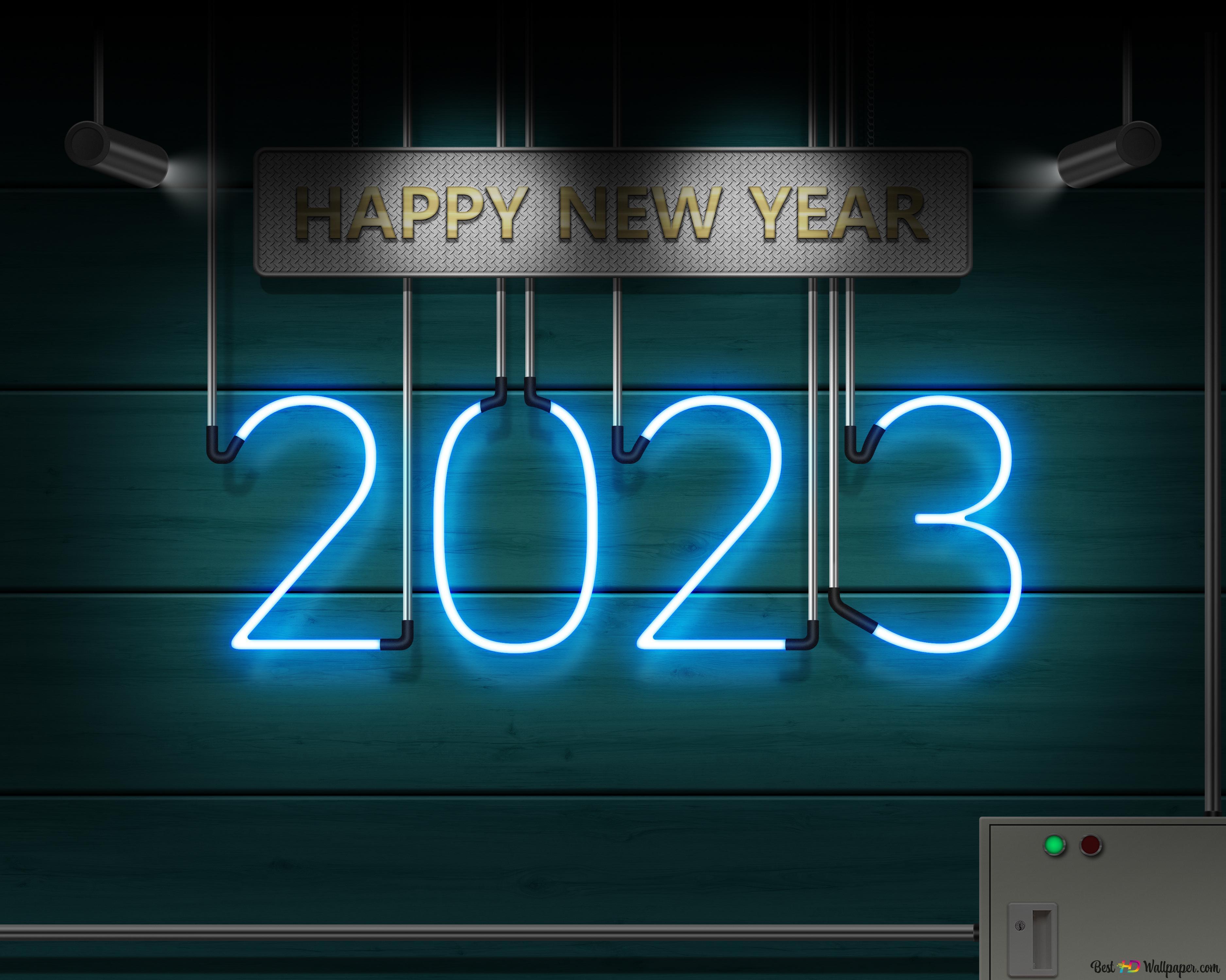 3750x3000 Neon board for 2023 new year celebration 4K wallpaper download