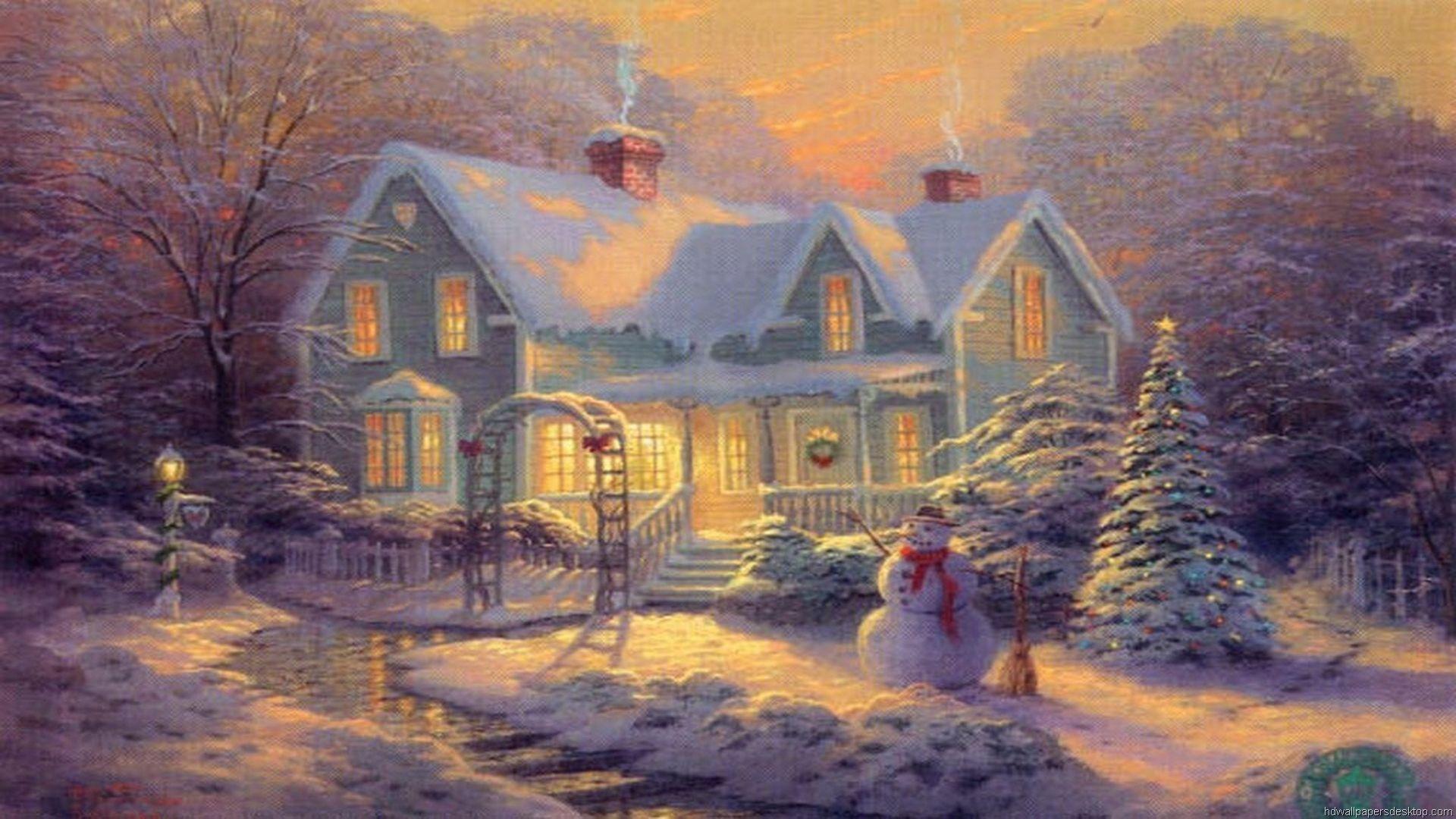 1920x1080 Thomas Kinkade Christmas Desktop Wallpaper
