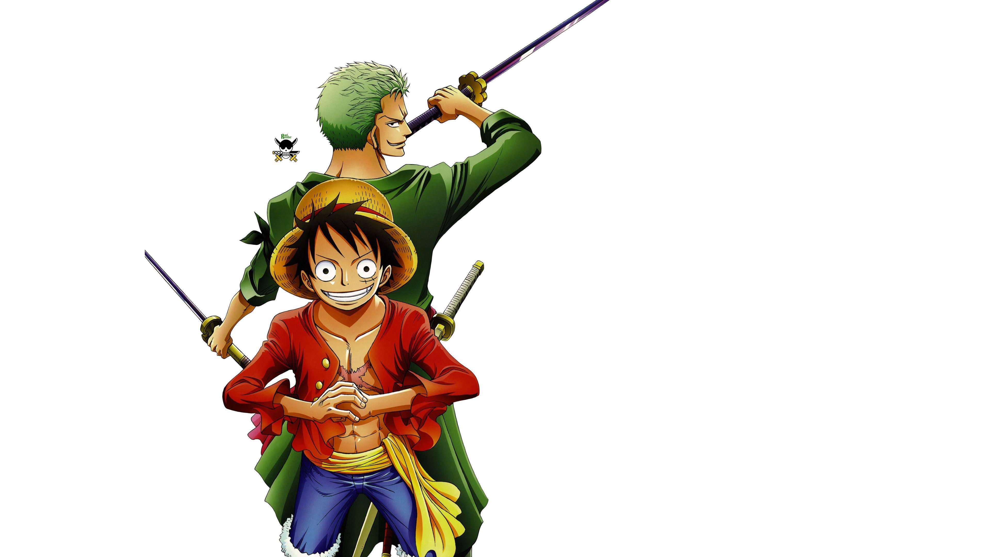 3860x2160 Download Zoro HD Digital Art With One Piece Luffy Wallpaper