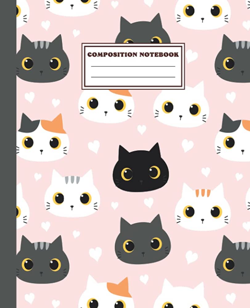 811x1000 Composition Notebook: Kawaii Cute Cats, Wide Ruled Notebook, Aesthetic Lined Journal for School: Art Space Studio, Louise: Books