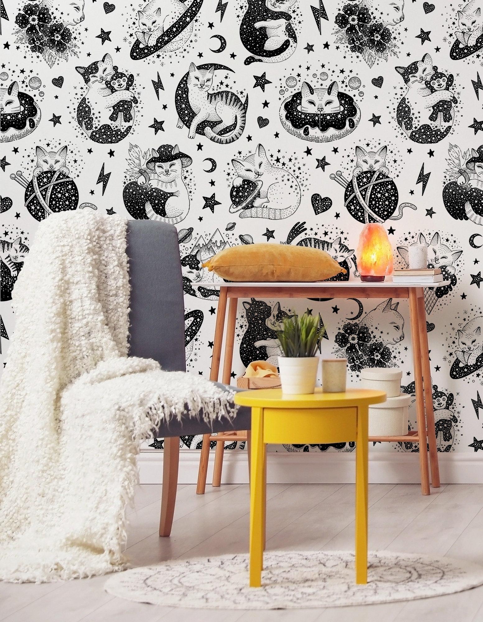 1553x2000 Space Cats Celestial Wallpaper Cat and Planet Pattern Cute