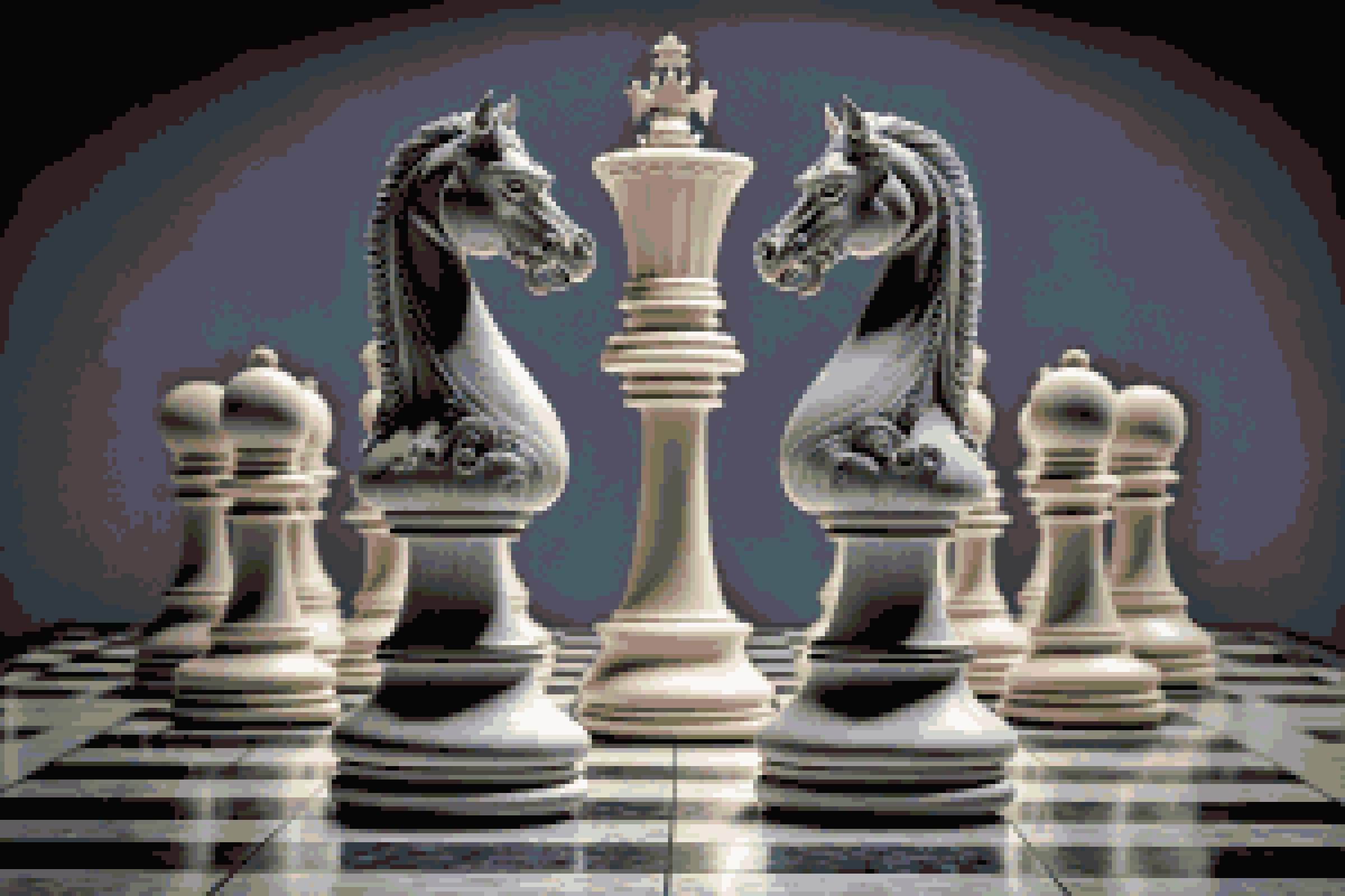2400x1600 Chess Knights Face off Counted Cross Stitch Pattern Chess