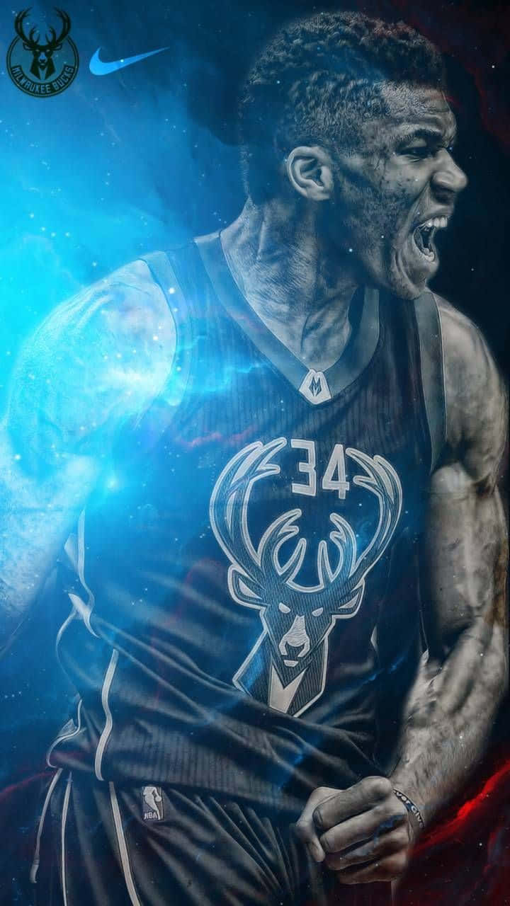 720x1280 Download Giannis Antetokounmpo Blue Basketball Poster Wallpaper