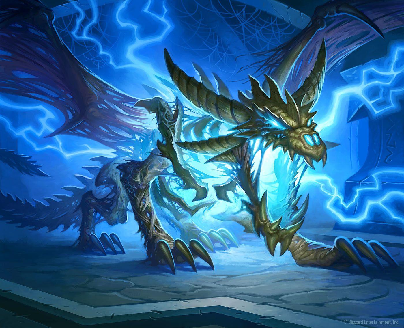 1400x1136 Hearthstone: Unchained Magic, Jim Nelson. Lightning dragon, Blue lightning, Dragon picture