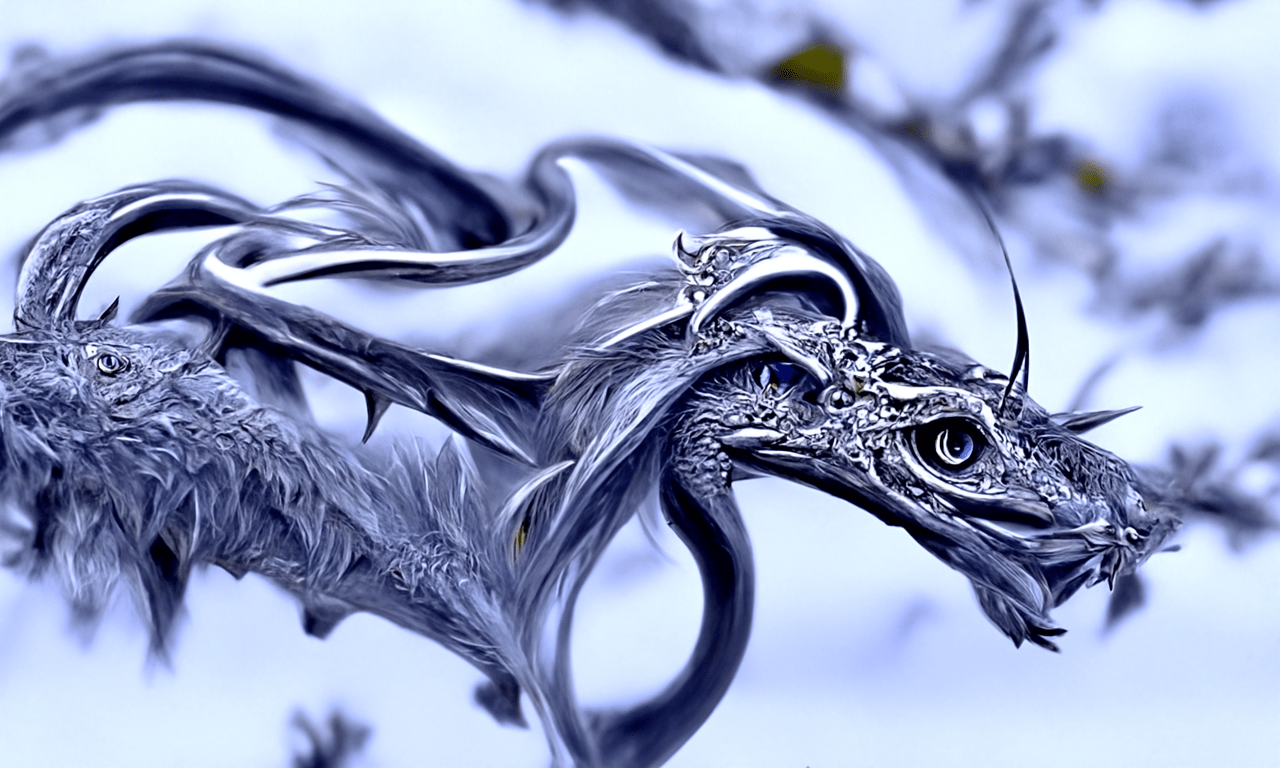 1280x768 Dragon made of silver and feathers