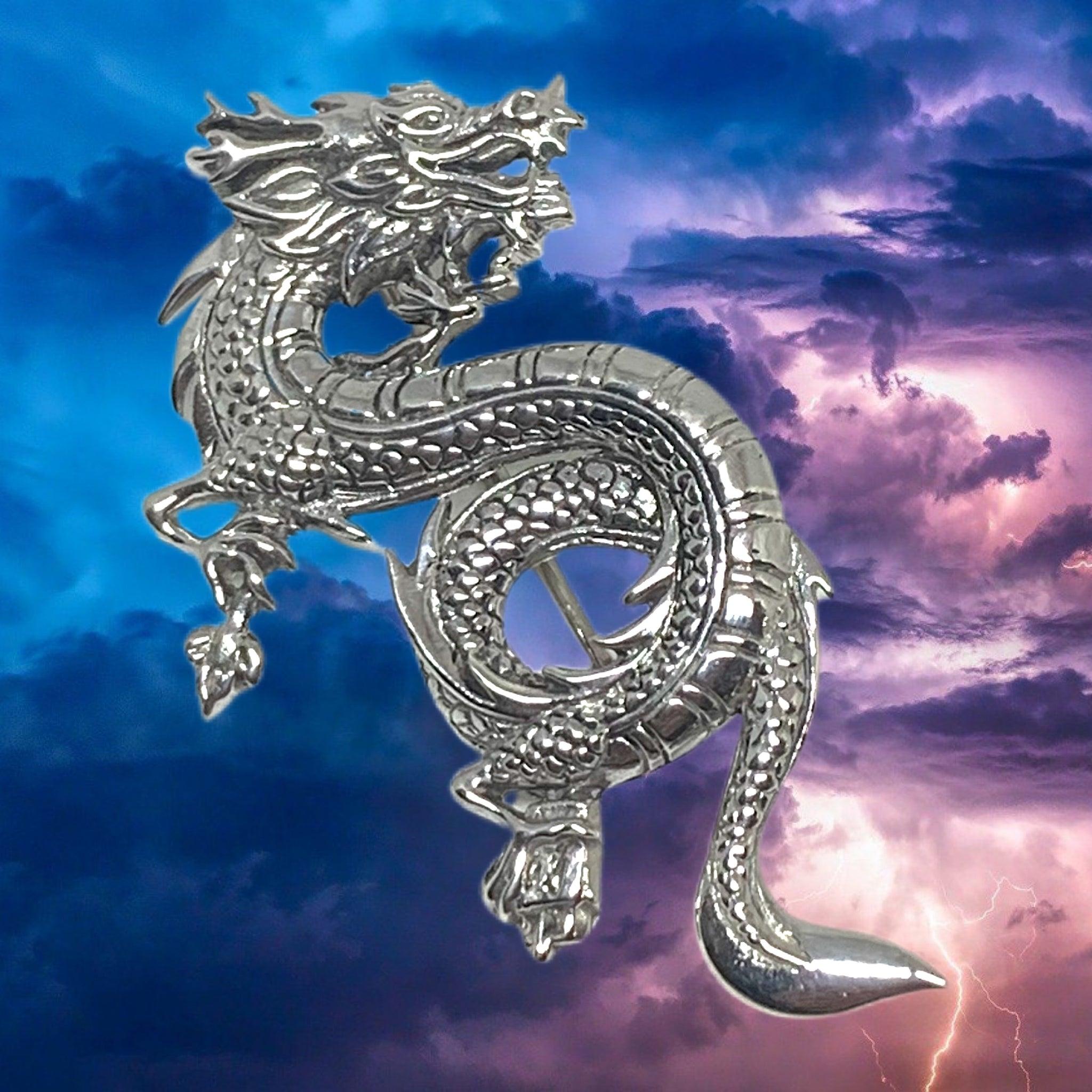 2048x2048 100mics Handmade Dragon with Matches Sterling Silver Pin
