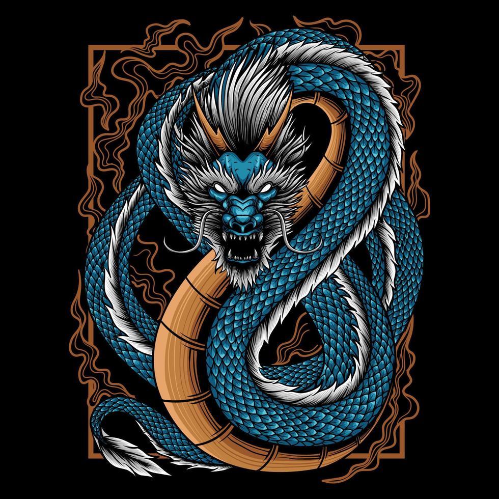 980x980 Blue Japanese Dragon Design Is Suitable For T Shirt Designs, Wallpaper, Tattoos And Others