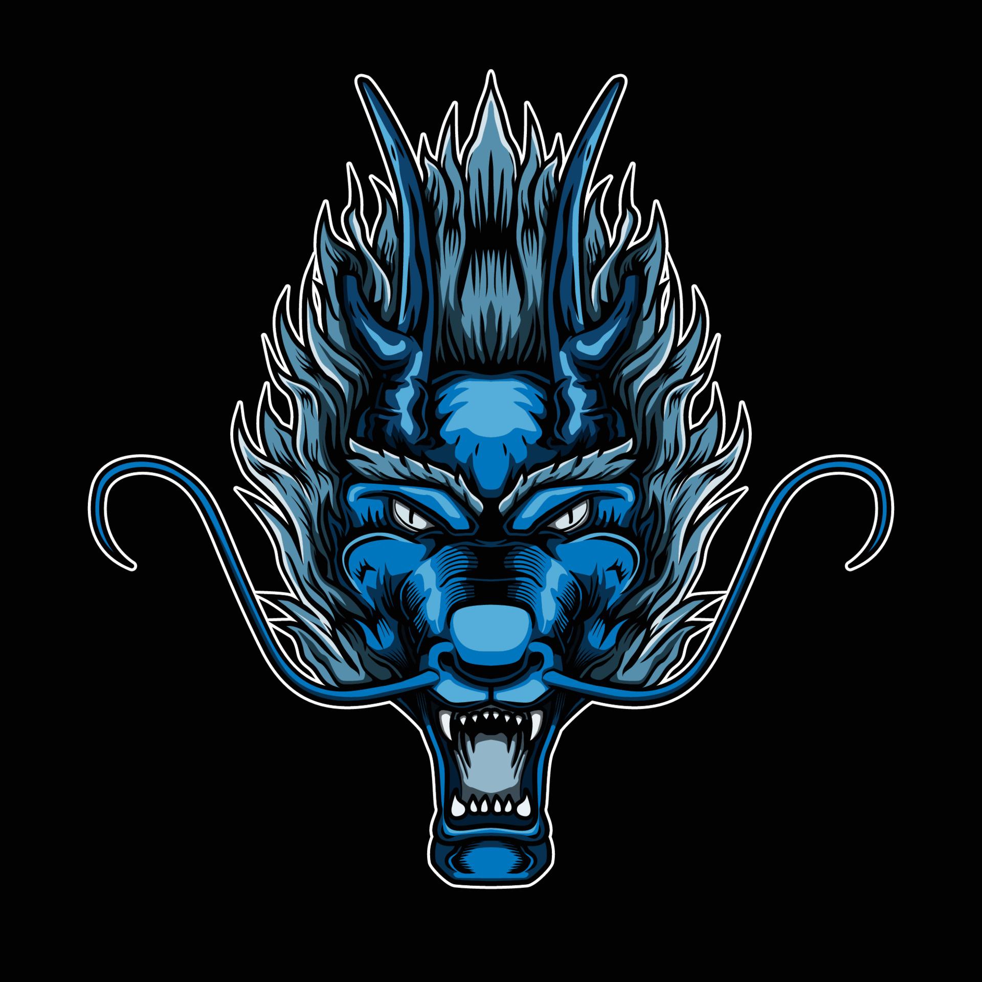 1920x1920 Azure dragon head illustration