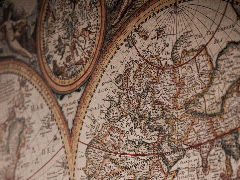 1024x768 Download wallpaper 1024x768 world map, map, ancient, geography, words standard 4:3 HD background