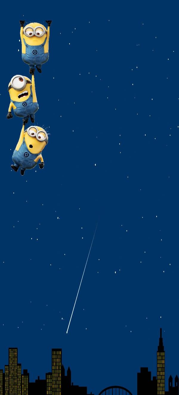 600x1320 Download Minions Attached To Punch Hole Wallpaper