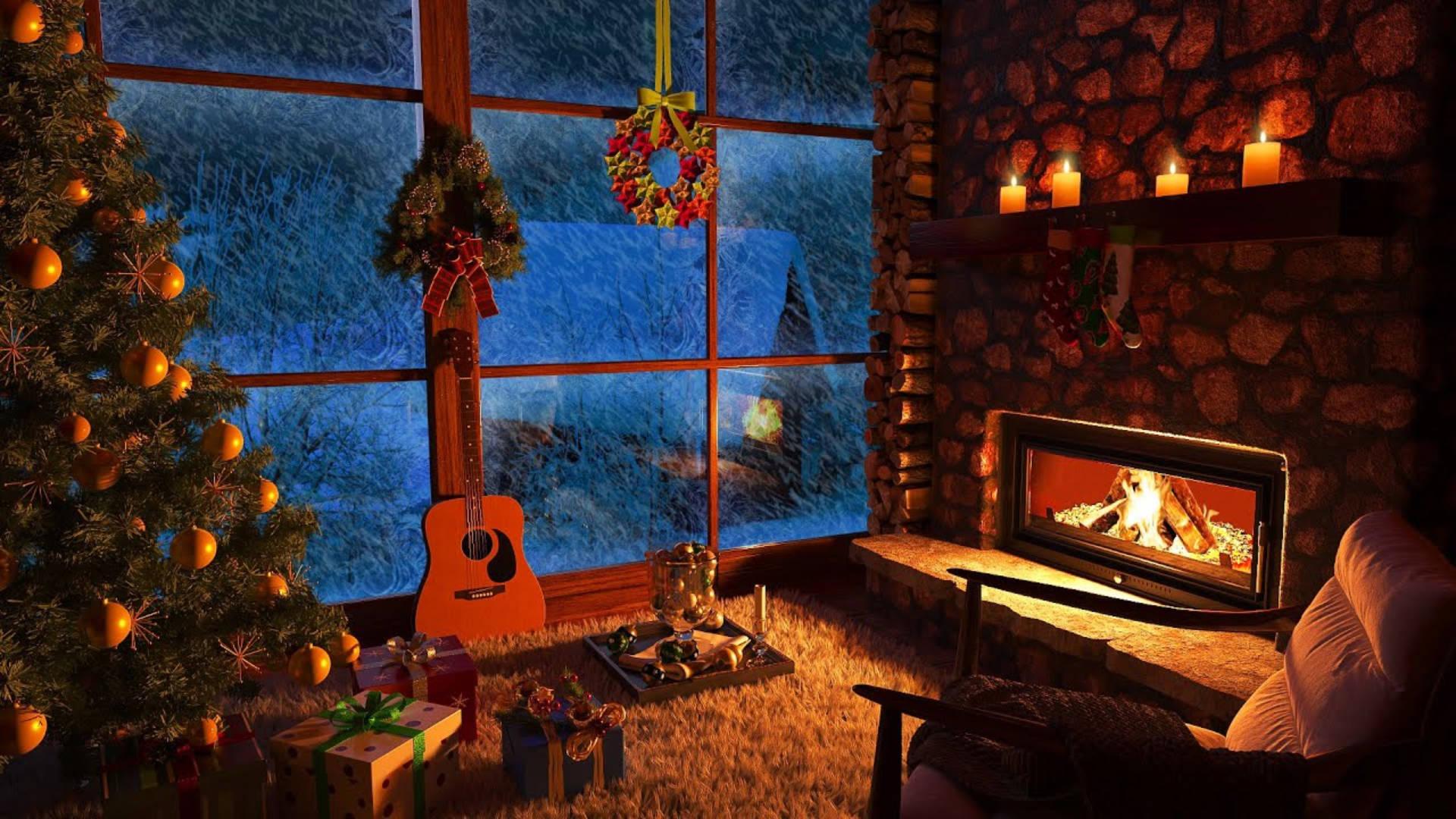 1920x1080 Download Warm Fireplace Cozy Winter Cabin Wallpaper