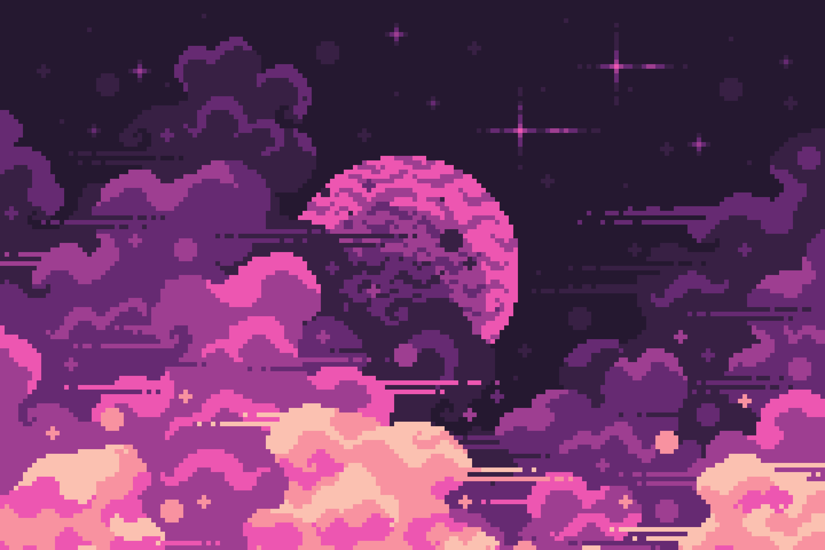 2880x1920 pixels, space, digital art, planet, space clouds, pixel art, clouds, pixelated, stars Gallery HD Wallpaper