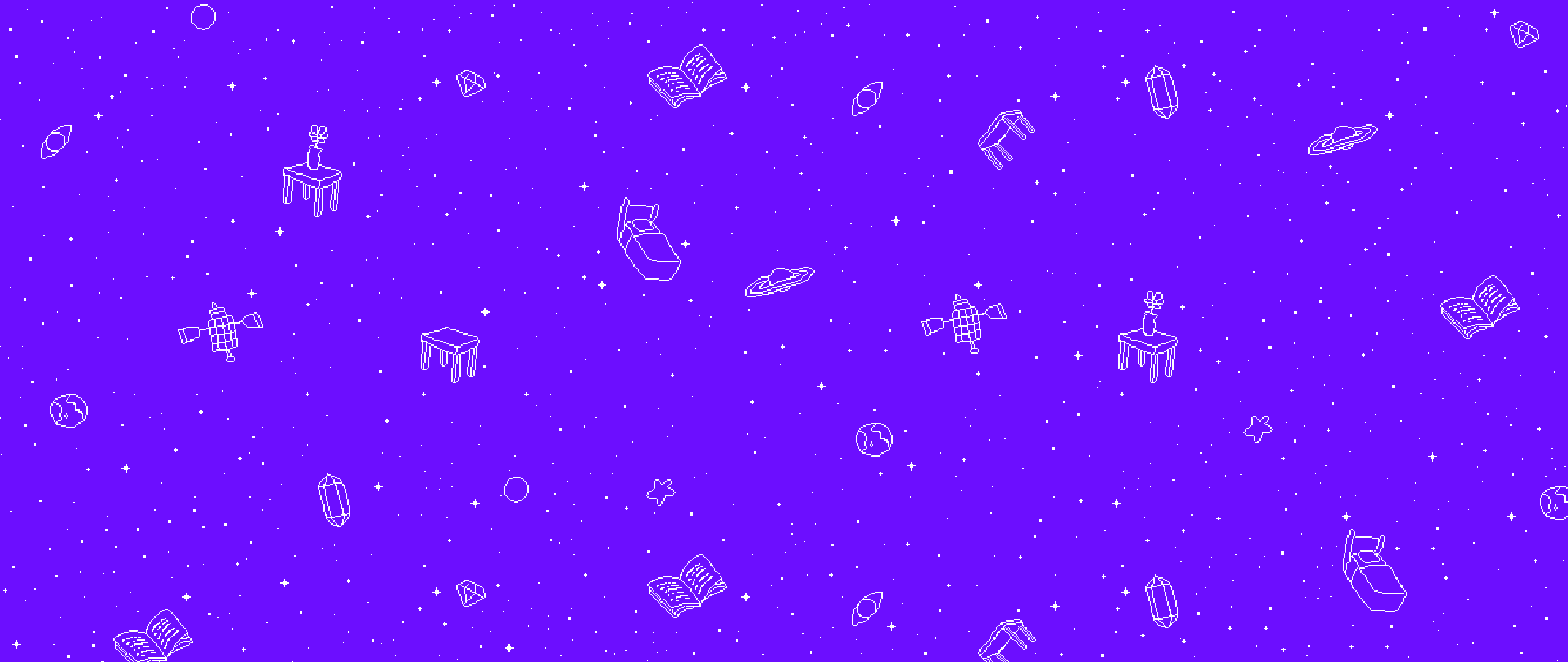2560x1080 Omori Pixel Art Ultrawide Universe Sky Stars Planet Purple Background OMOCAT Wallpaper:2560x1080