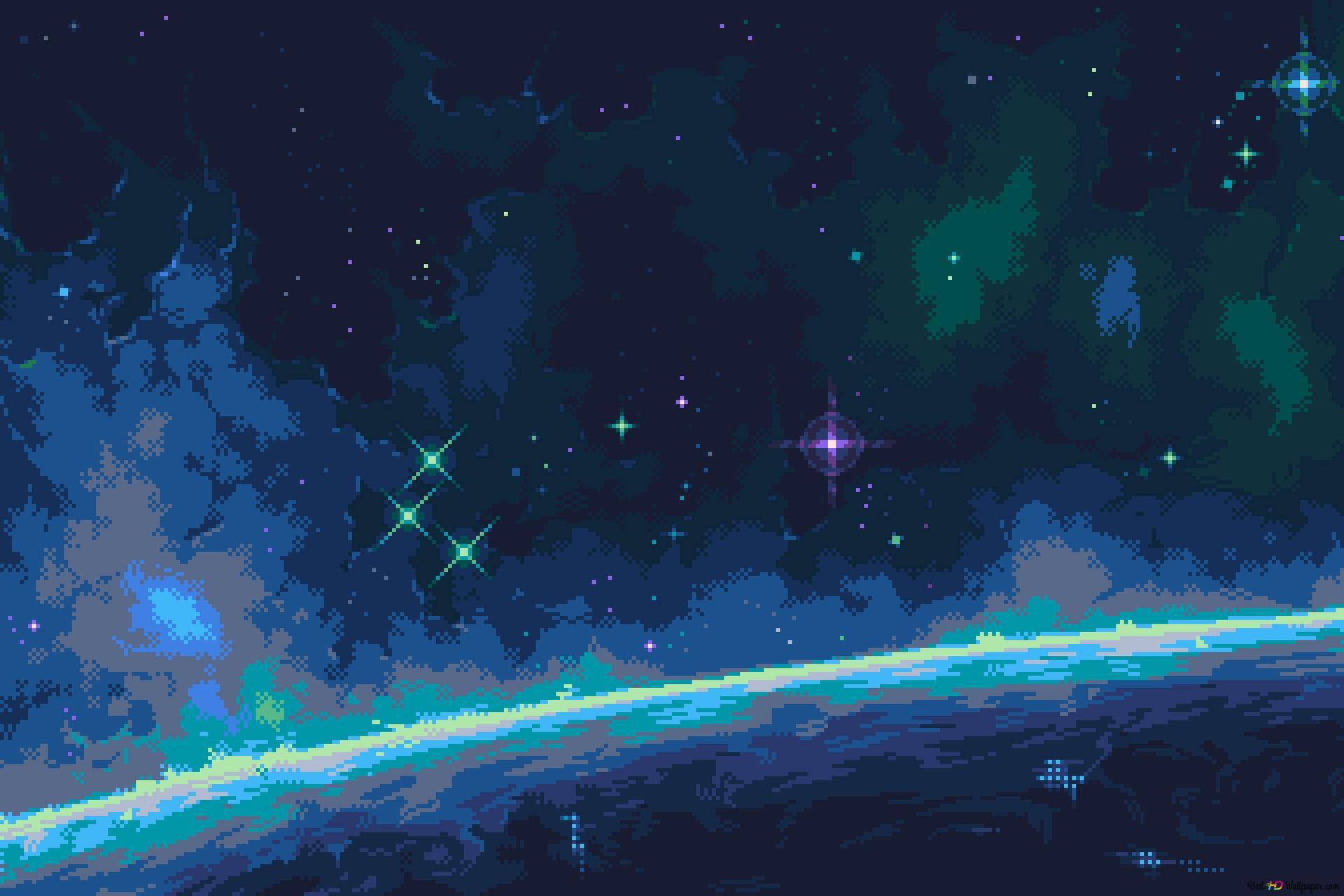 1920x1280 Artistic pixel art work consisting of blue and its tones 4K wallpaper download