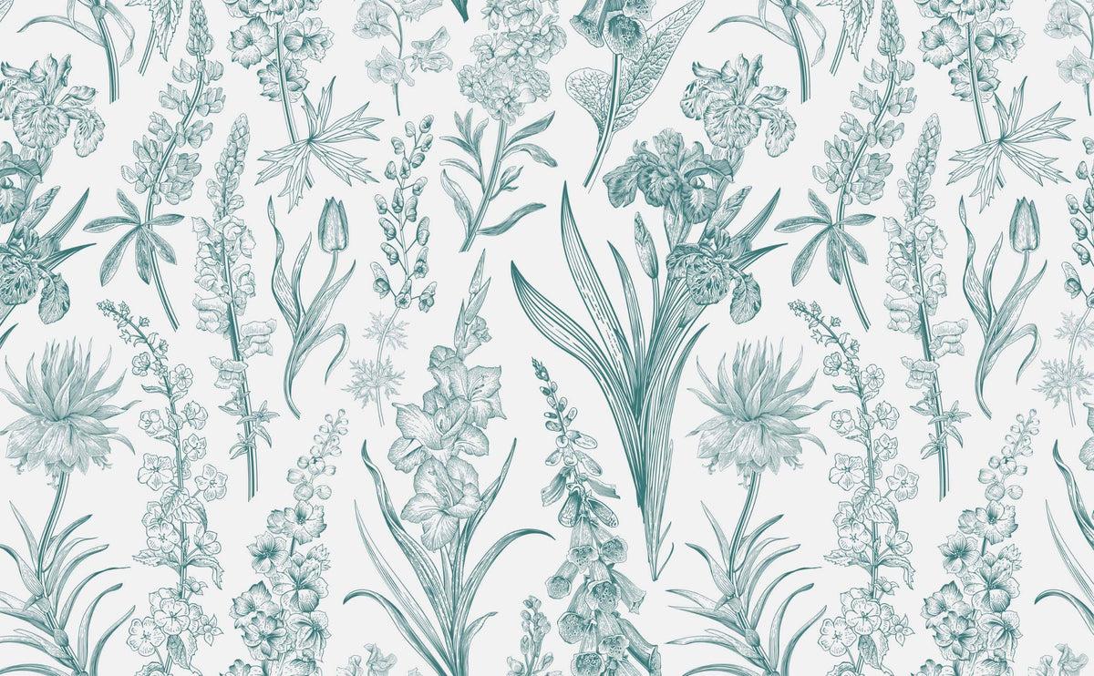 1200x742 Gray and teal floral farmhouse rustic Pattern Wallpaper for Walls