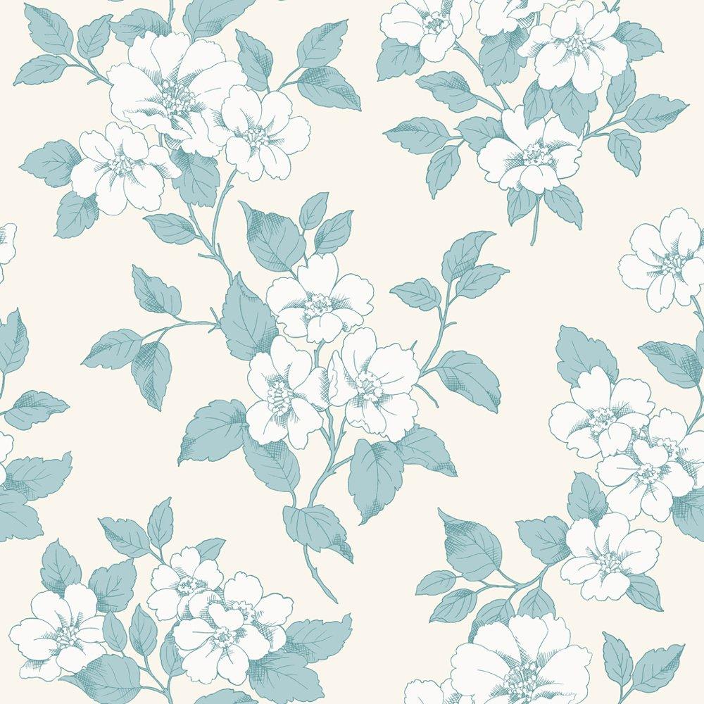1000x1000 Floral Leaf Pattern Silver Teal Flower Motif Textured Wallpaper 204544