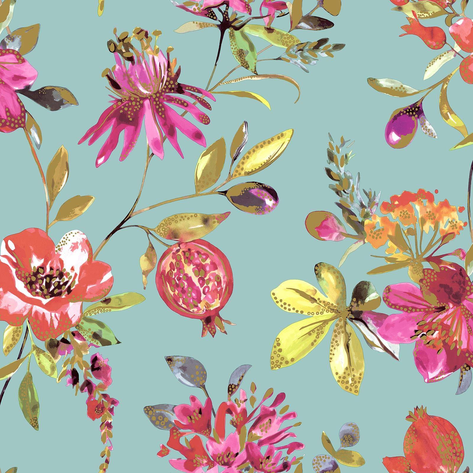 1600x1600 Holden Melgrano Floral Wallpaper Soft Teal 90520