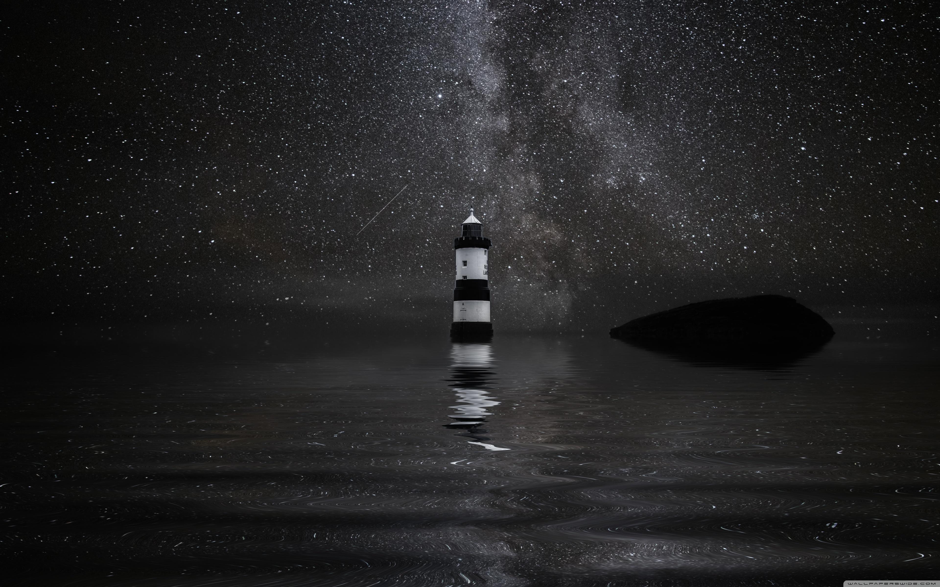 3840x2400 Lighthouse Night Wallpaper
