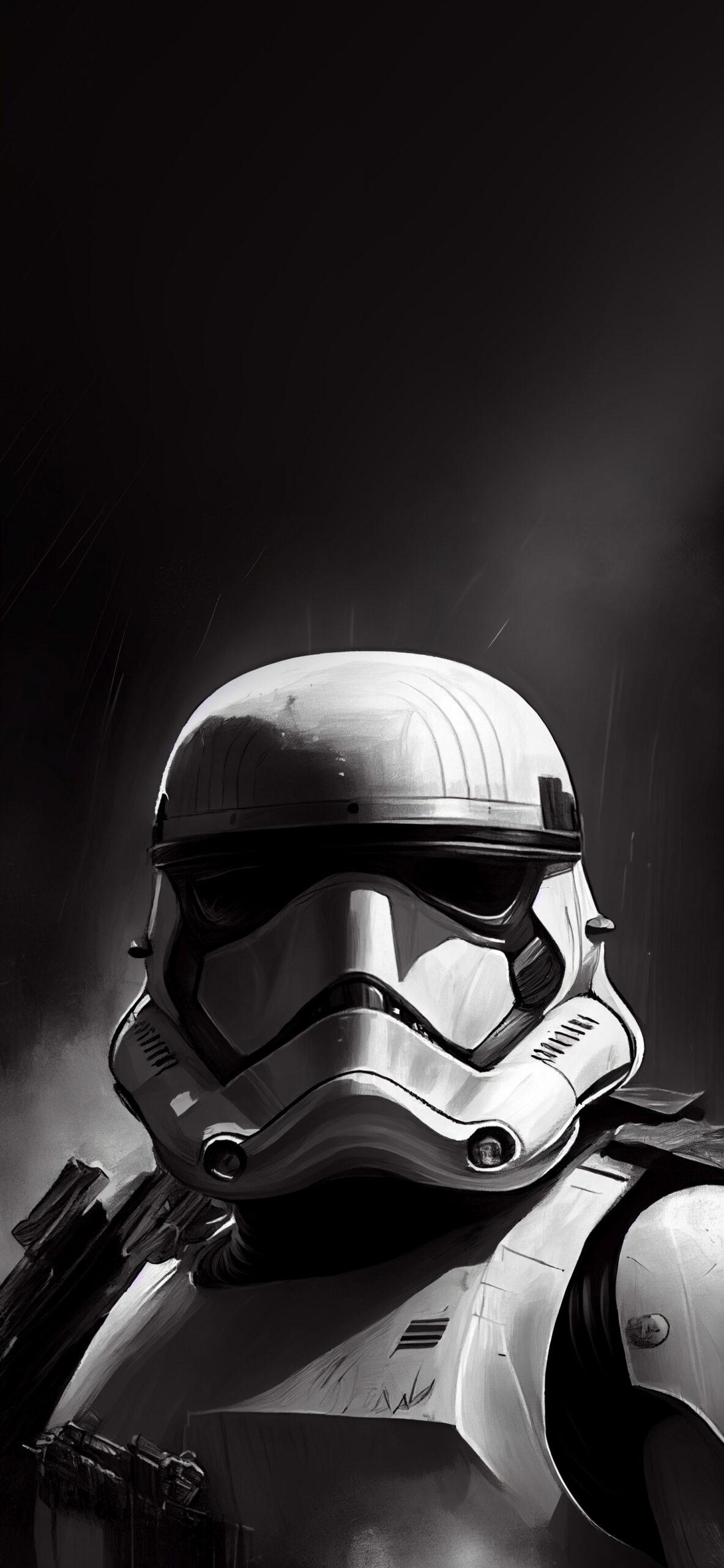 1183x2560 Star Wars Stormtrooper Black and White Wallpaper