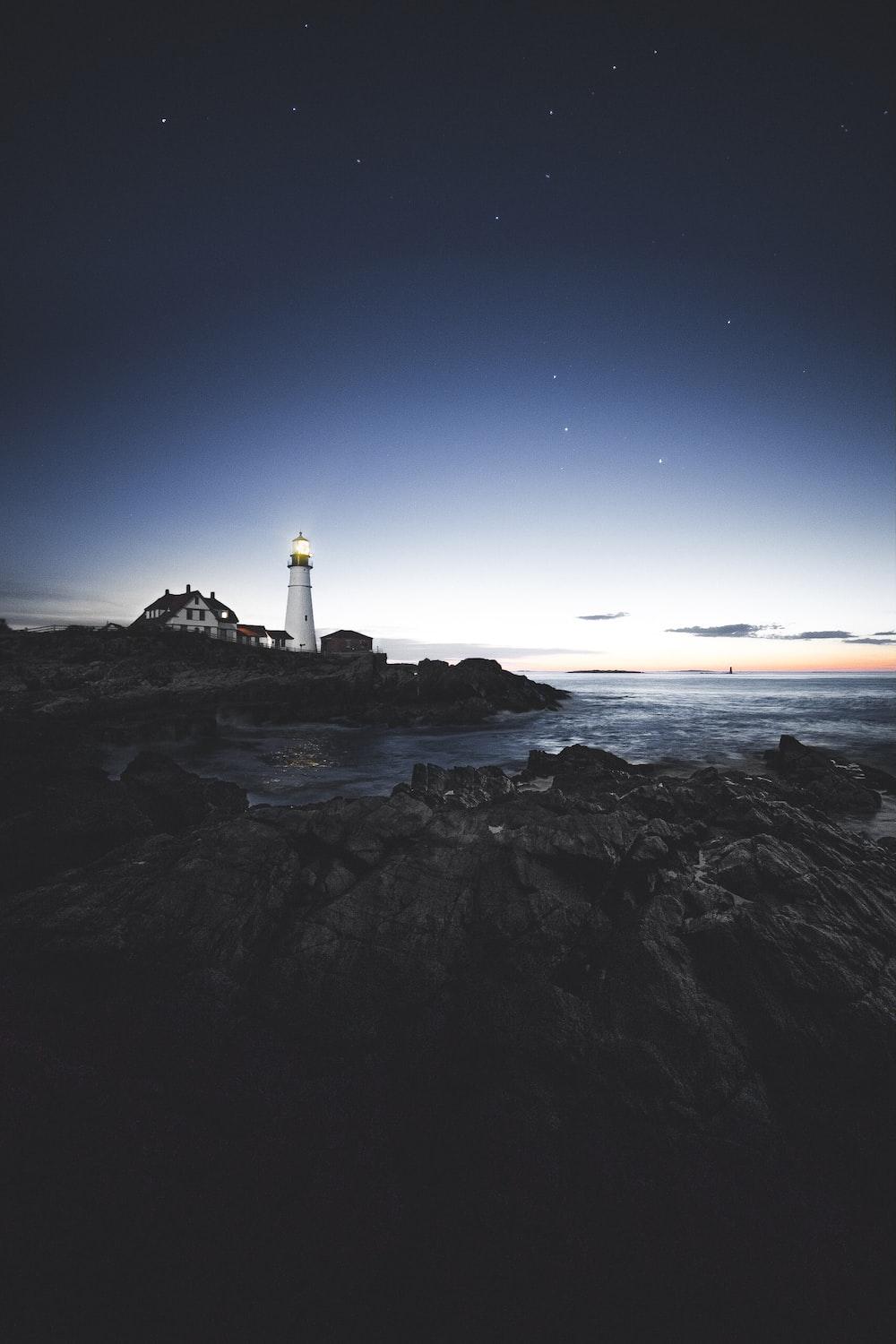 1000x1500 Lighthouse At Night Picture. Download Free Image