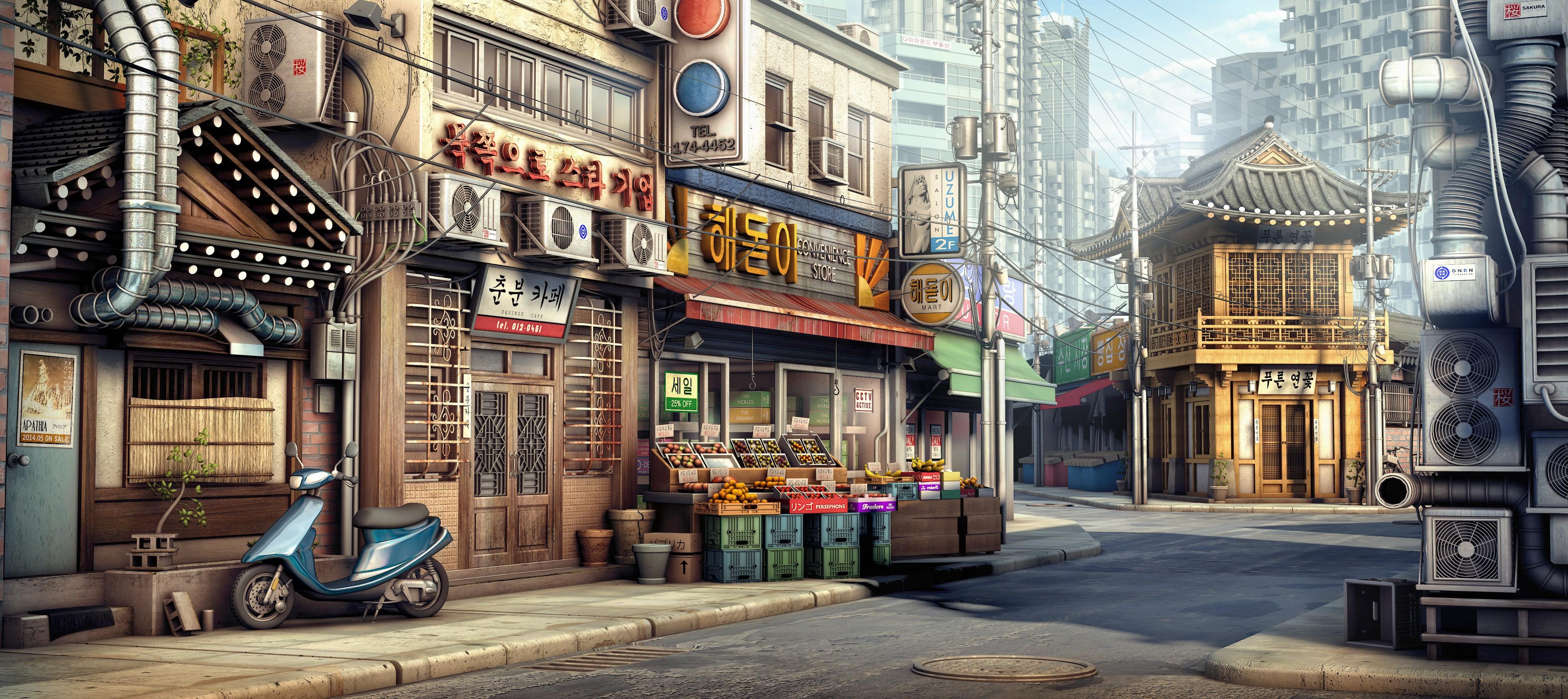 3840x1713 Korean, city Gallery HD Wallpaper