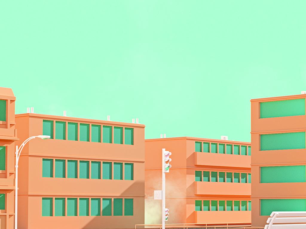 1024x768 School Anime Illust Orange Minimal Simple Art Wallpaper