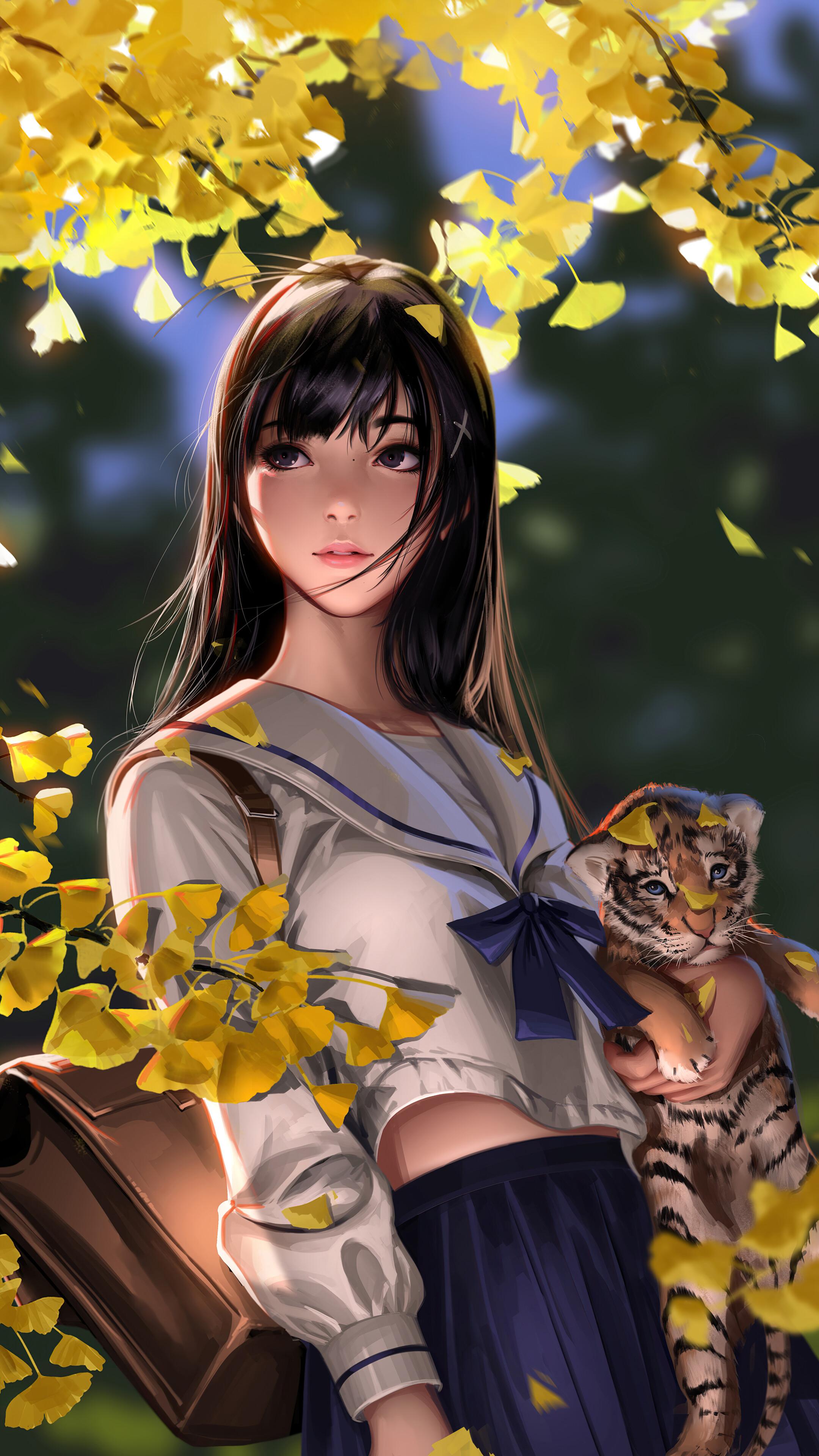 2160x3840 Anime, Girl, Student, School, Art, 4k Gallery HD Wallpaper