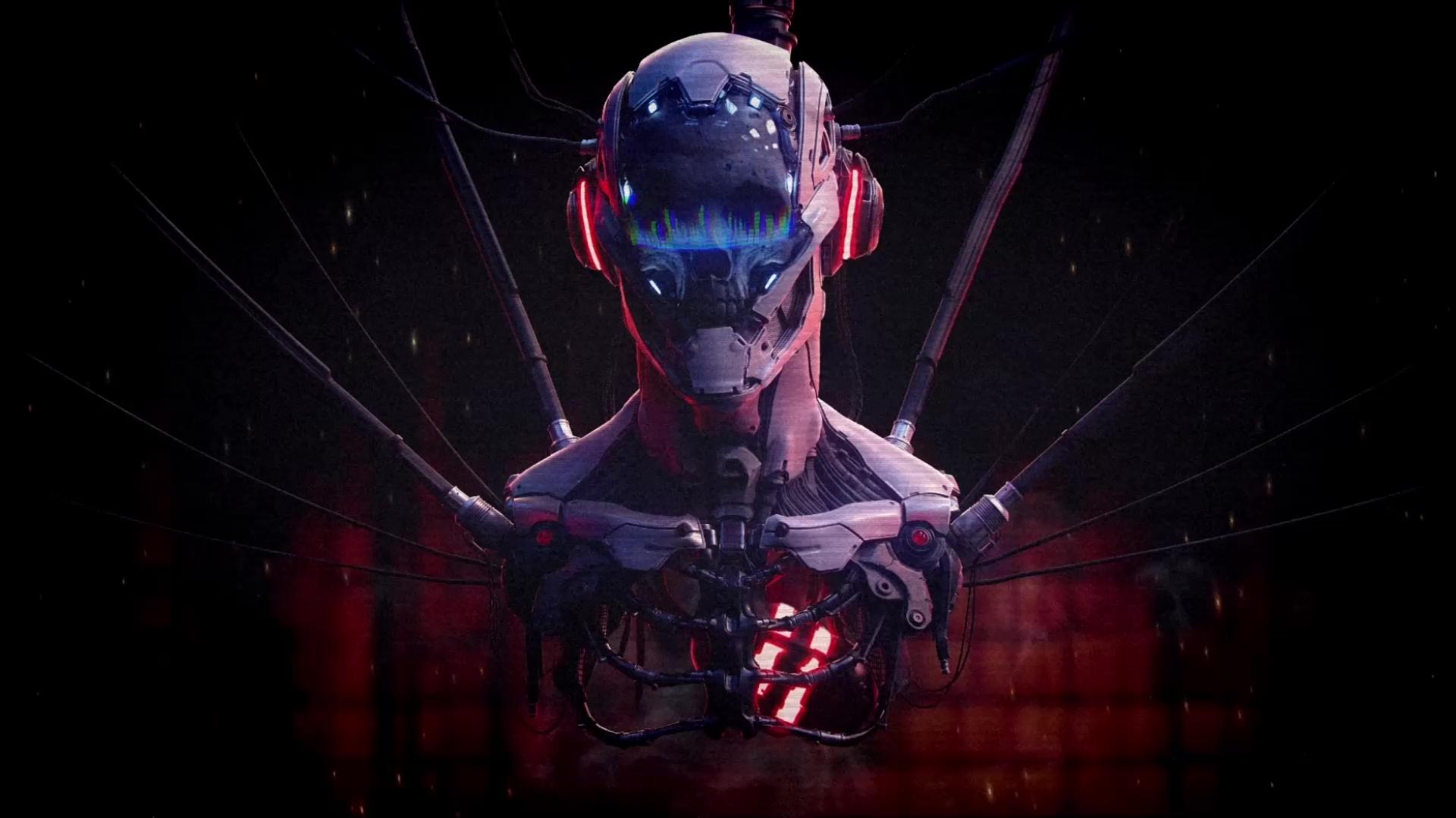 1920x1080 Robot Skull Audio Cyberpunk Live