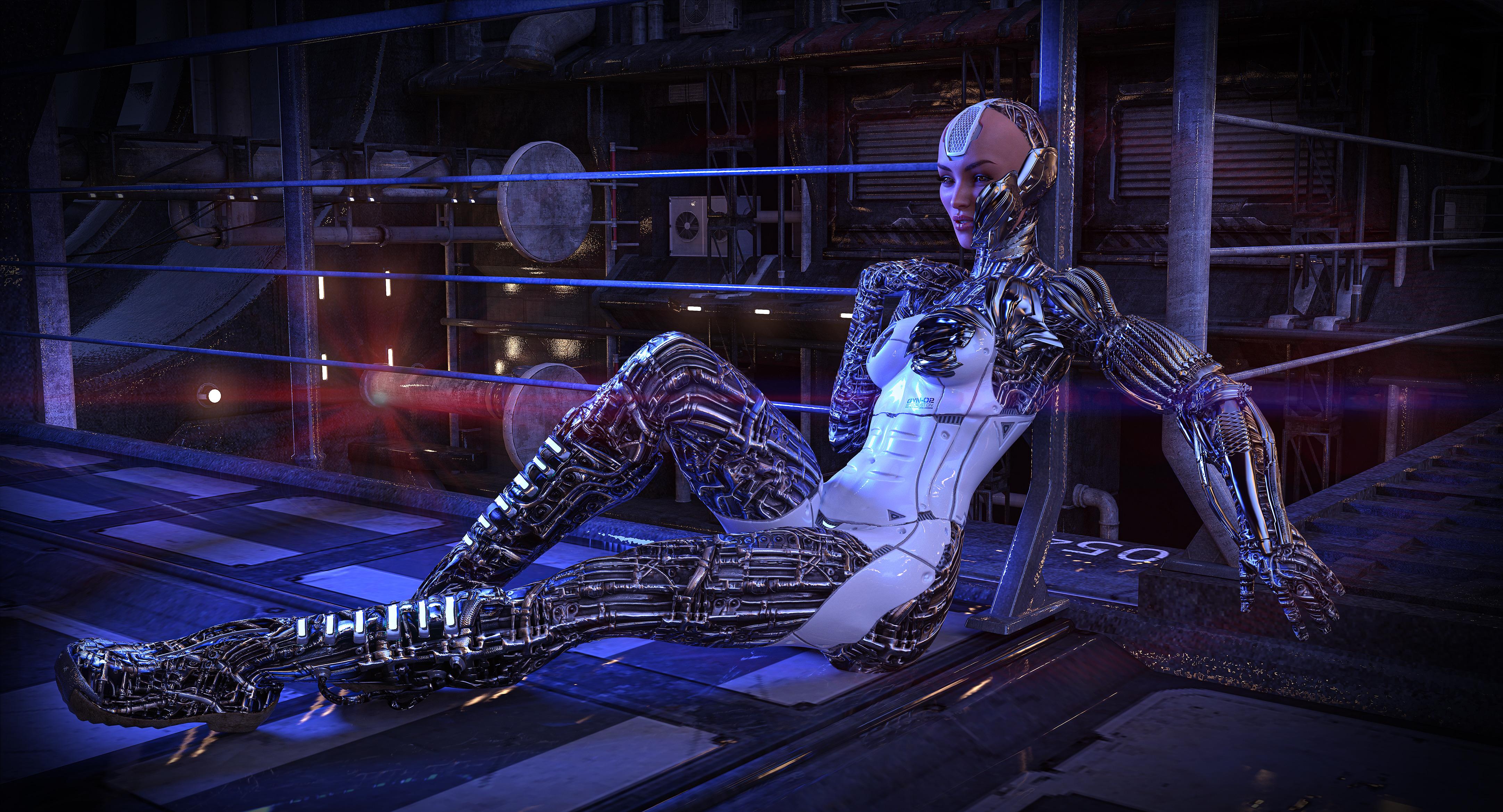 4327x2340 HD desktop wallpaper: Cyberpunk, Robot, Sci Fi download free picture