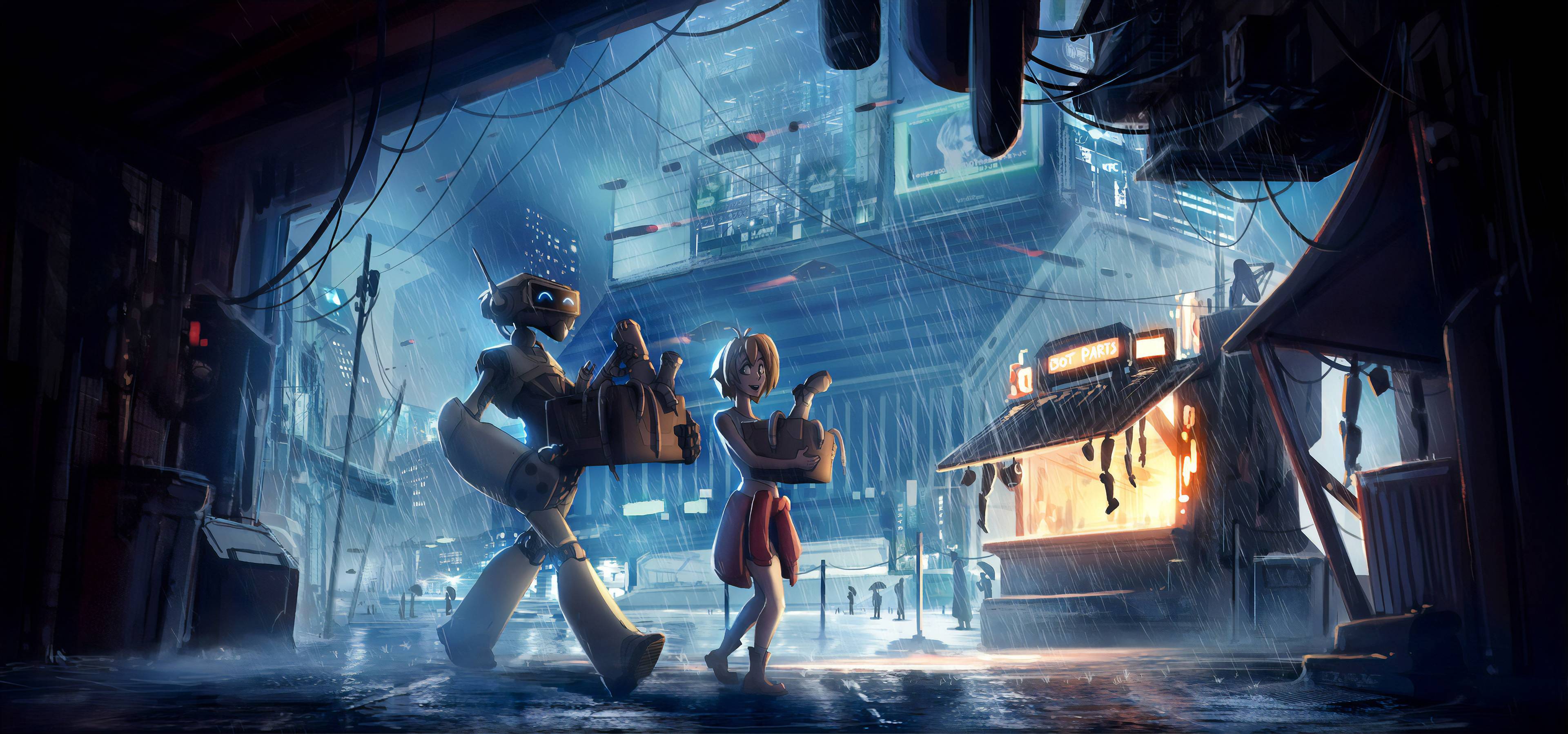 3840x1798 Cyberpunk Robot City 4k Laptop HD HD 4k Wallpaper, Image, Background, Photo and Picture