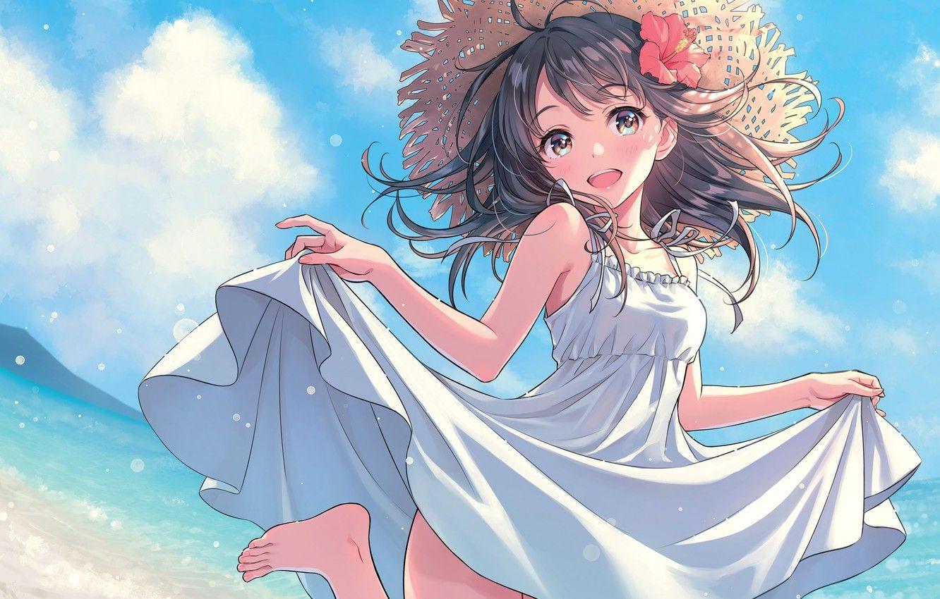 Anime Girl In Summer Beach Live Wallpaper  MoeWalls