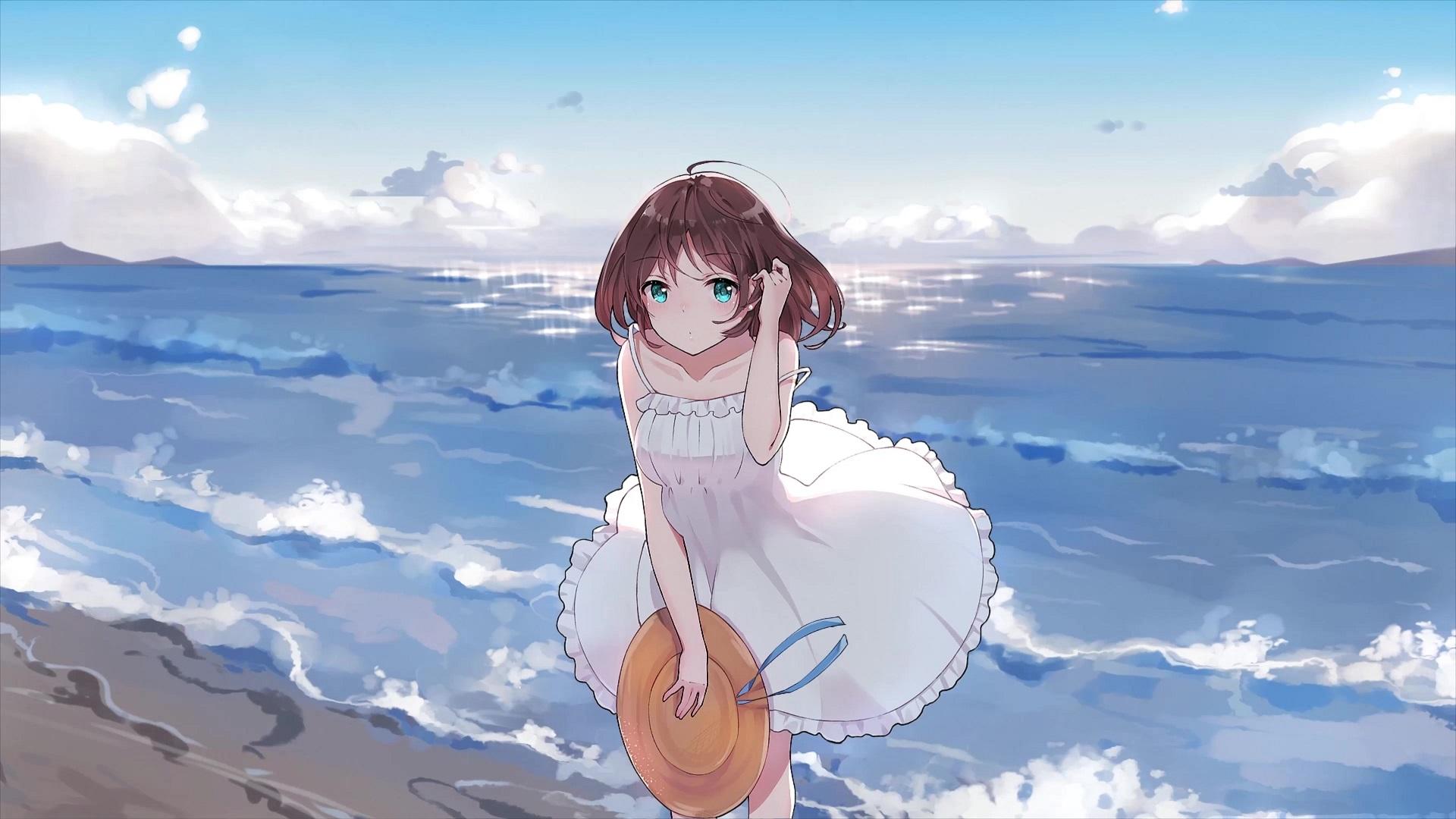 1920x1080 Anime Girl In Summer Beach Live Wallpaper