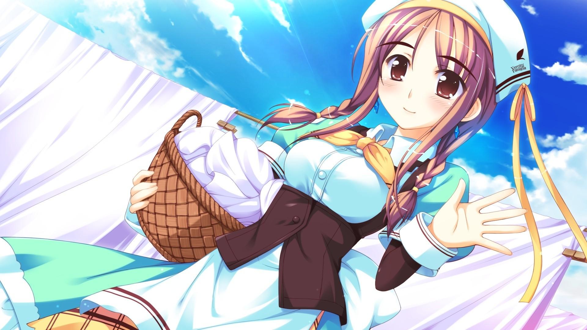 1920x1080 Preview wallpaper anime, girl, lingerie, street, summer, smile 1920×1080