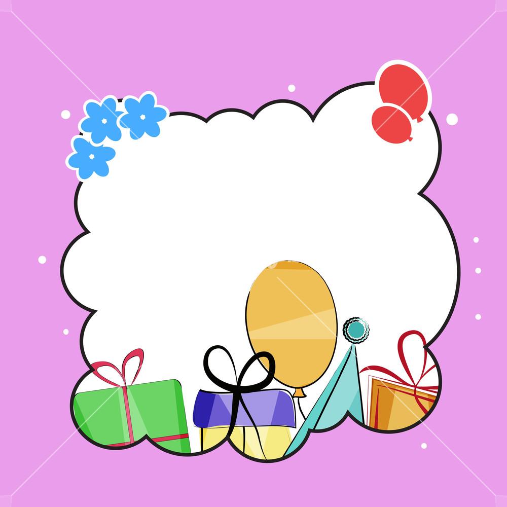 1000x1000 Birthday Party Invitation Or Greeting Card With Gift Boxes And Balloon On Pink Background Royalty Free Stock Image