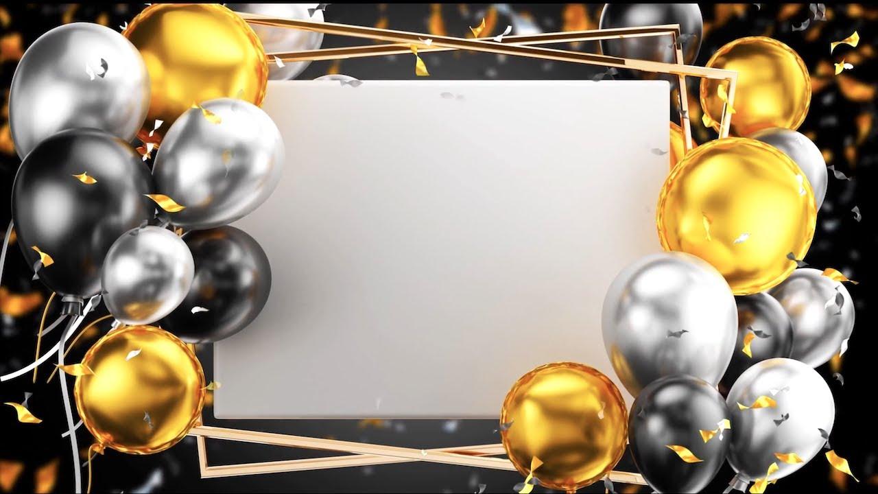 1280x720 Invitation Card Motion Graphic I Balloons With Confetti Birthday Invitation Card I Invitation Video