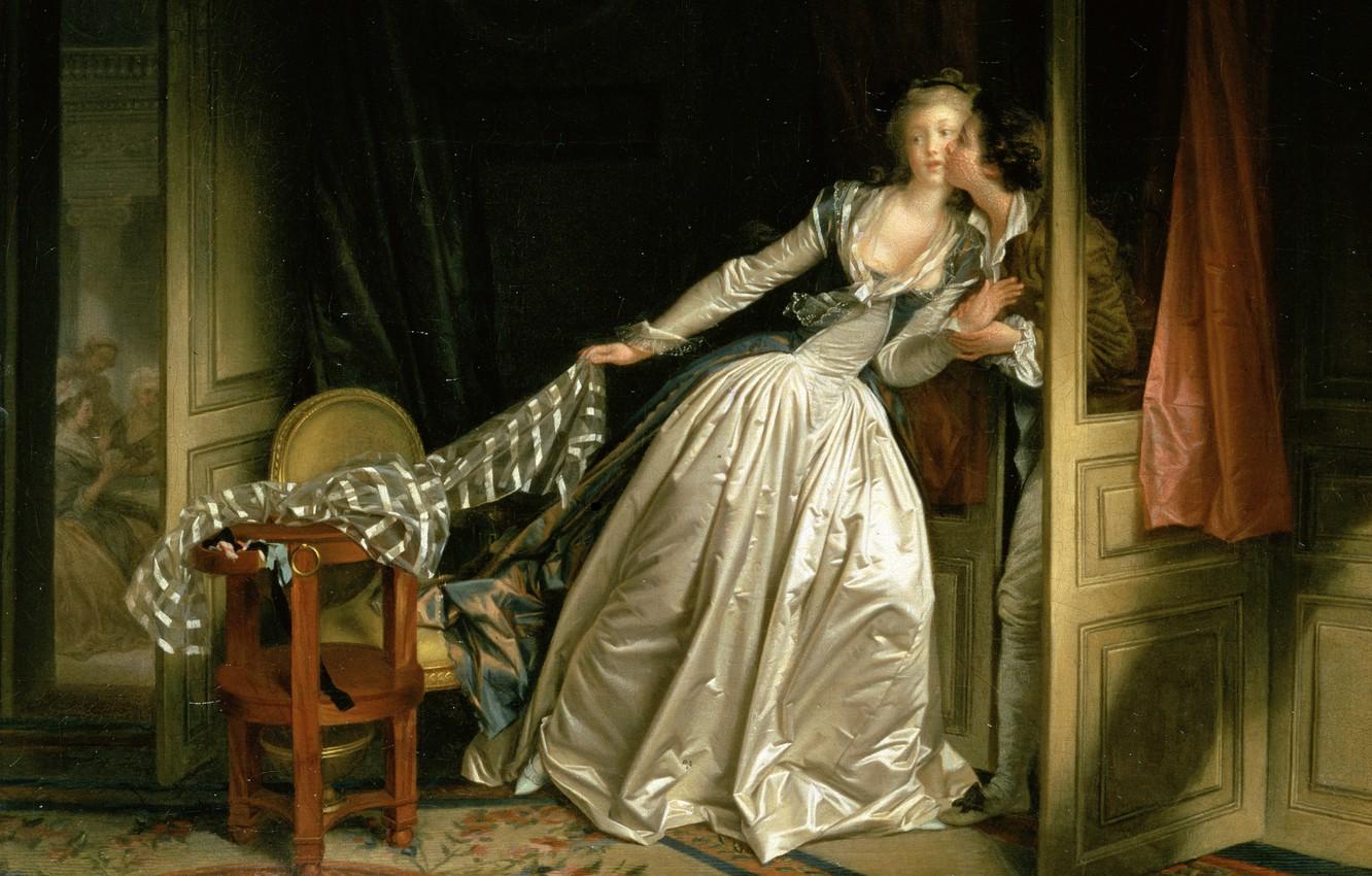 1332x850 Wallpaper Interior, Picture, Genre, Stolen Kiss, Jean Honore Fragonard Image For Desktop, Section живопись