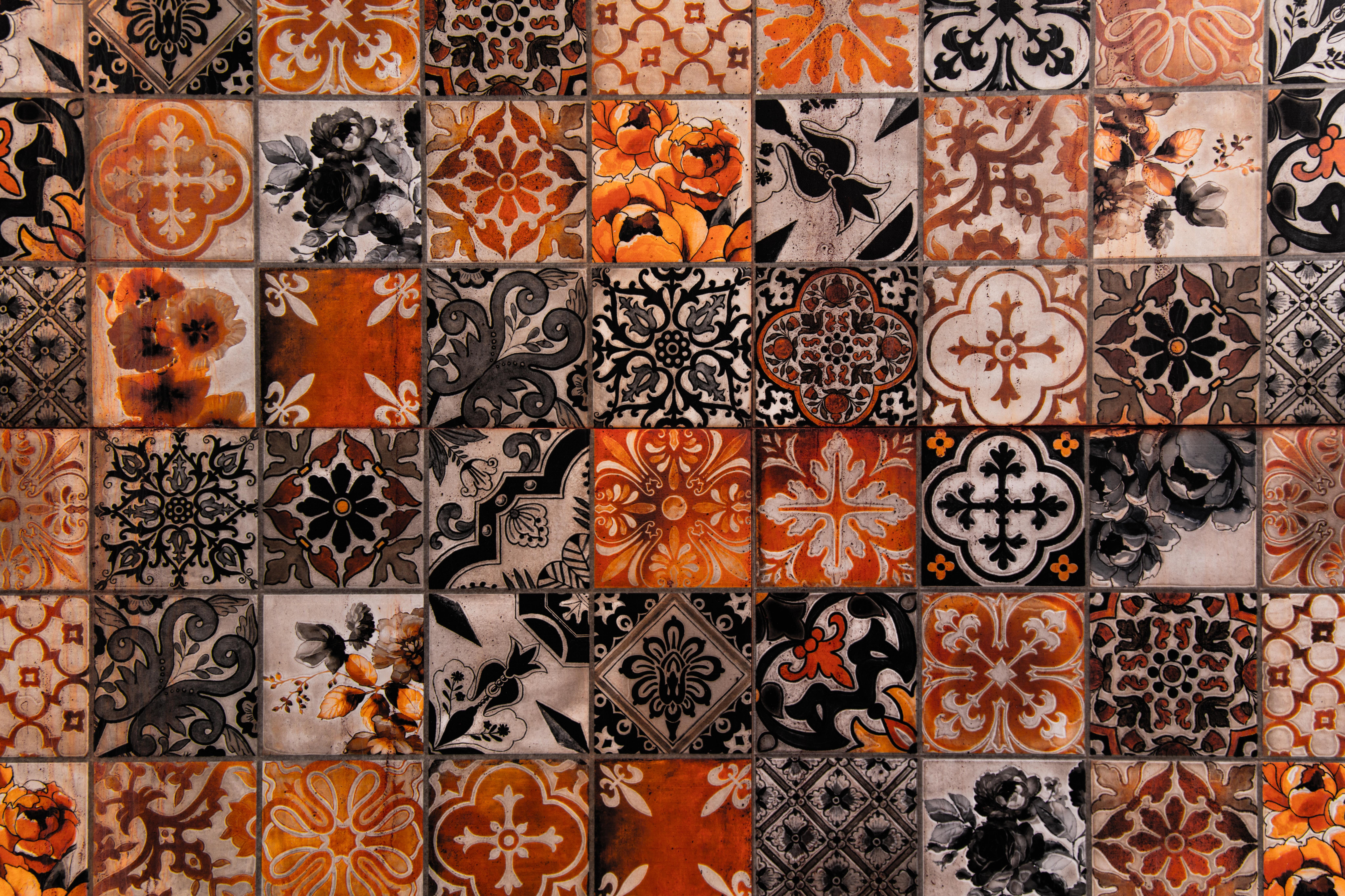 8192x5461 8192x5461 orange, symetry, Creative Commons image, texture, pattern, brown, visakhapatnam, patrick hendry, wallpaper, india, abstract, tile, background Gallery HD Wallpaper
