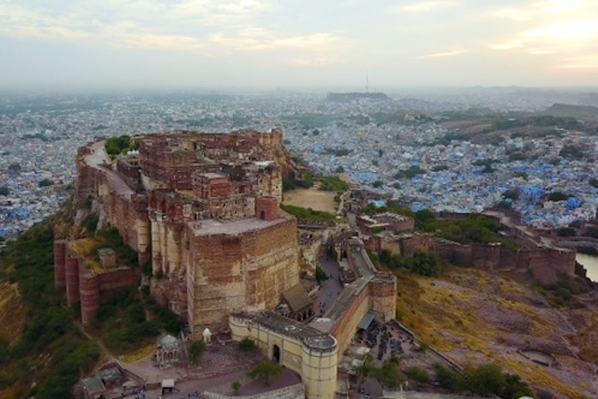 1200x800 Aerial View of Mehrangarh Fort in Jodhpur, Rajasthan, India, Stock Video