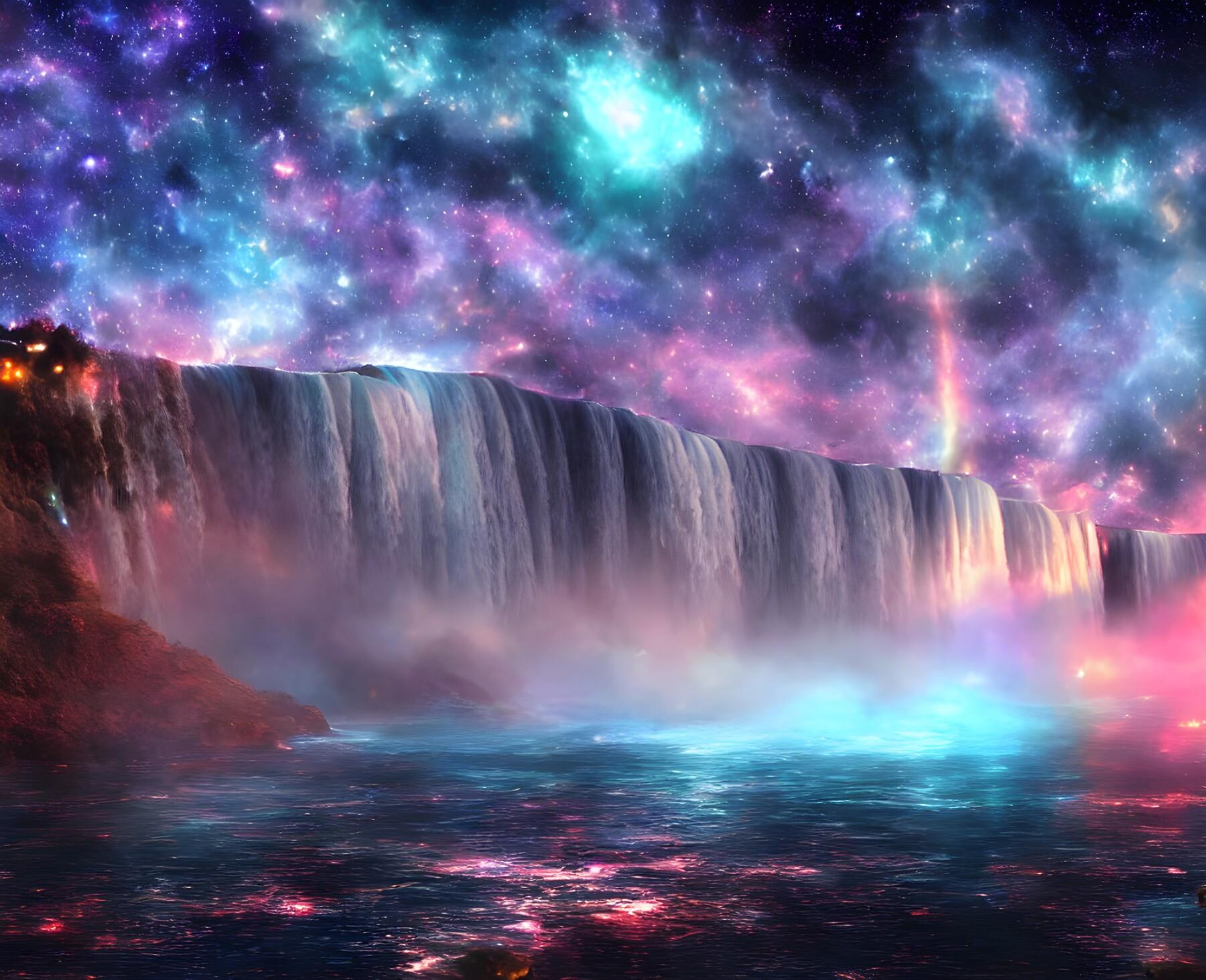 1800x1463 Colorful waterfalls at night wallpaper
