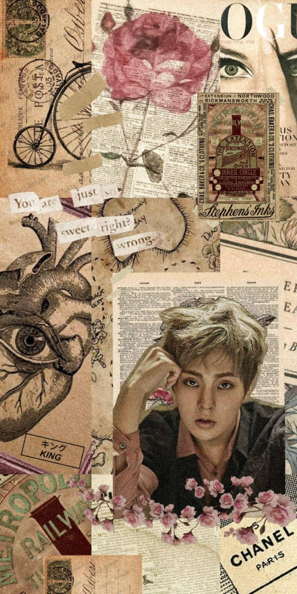 960x1920 Download Newspaper Art Aesthetic Collage Wallpaper