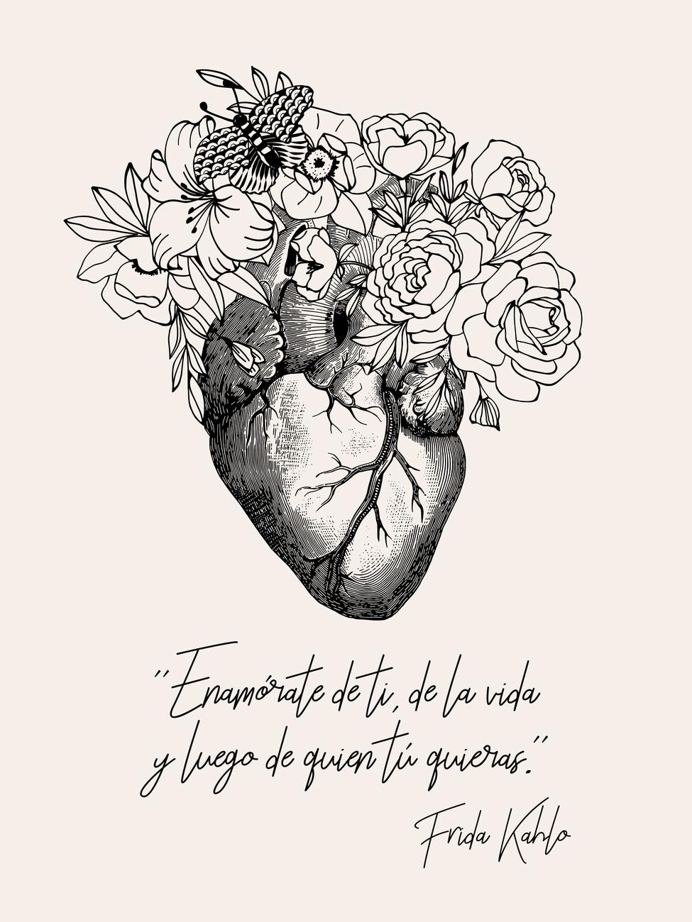 975x1300 Anatomical Floral Heart quote Wall Mural