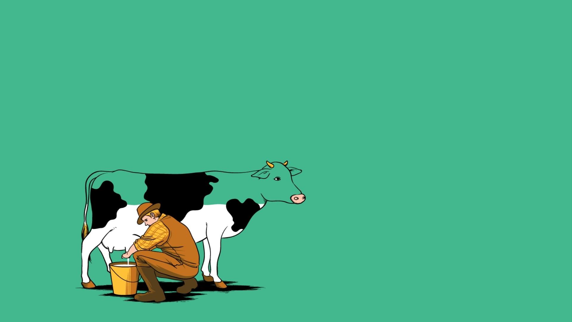 1920x1080 illustration, minimalism, cartoon, cow Gallery HD Wallpaper